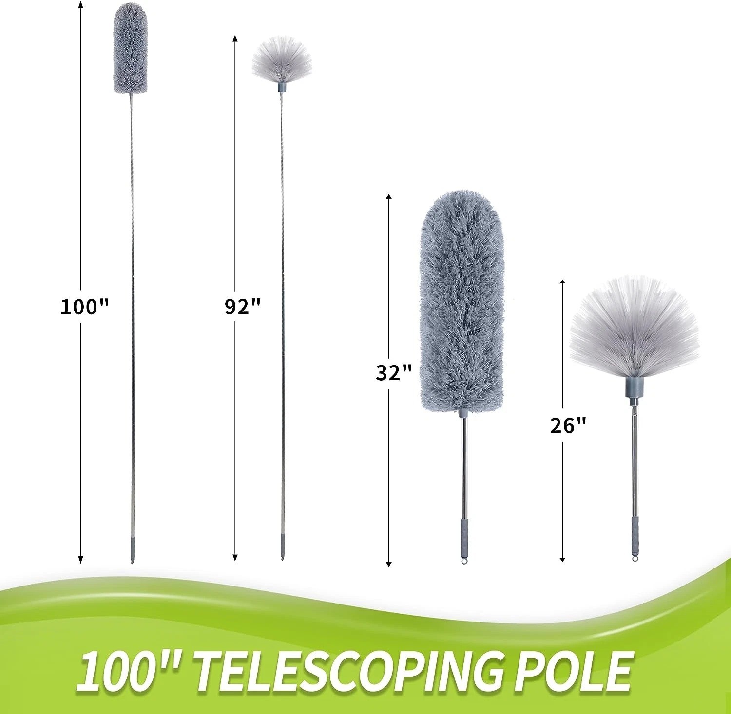 Cobweb Duster with Extension Pole, Spider Web Brush & Ceiling Duster Kit for Cle