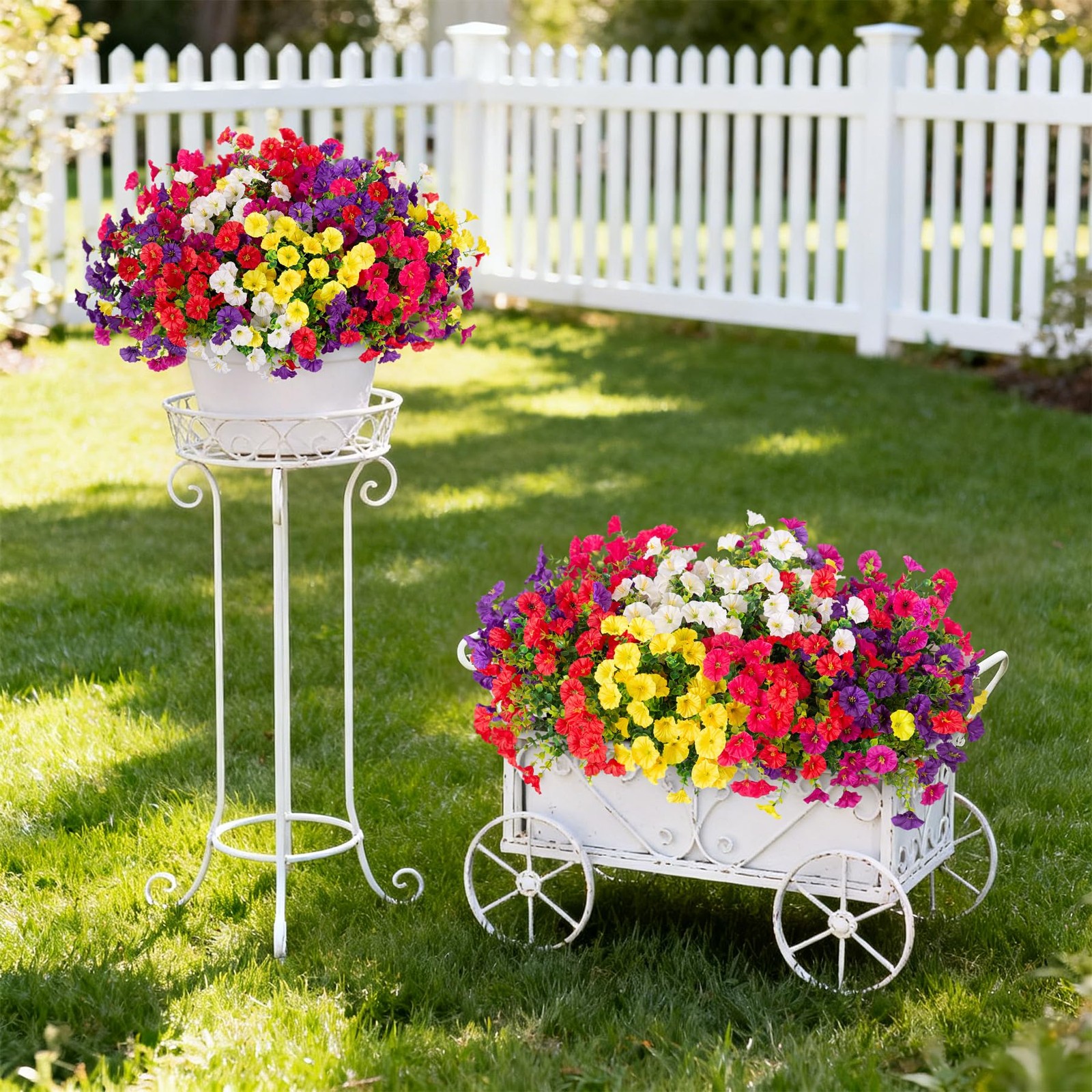 Artificial Flowers for Outdoors Faux Petunias Plants UV Resistant