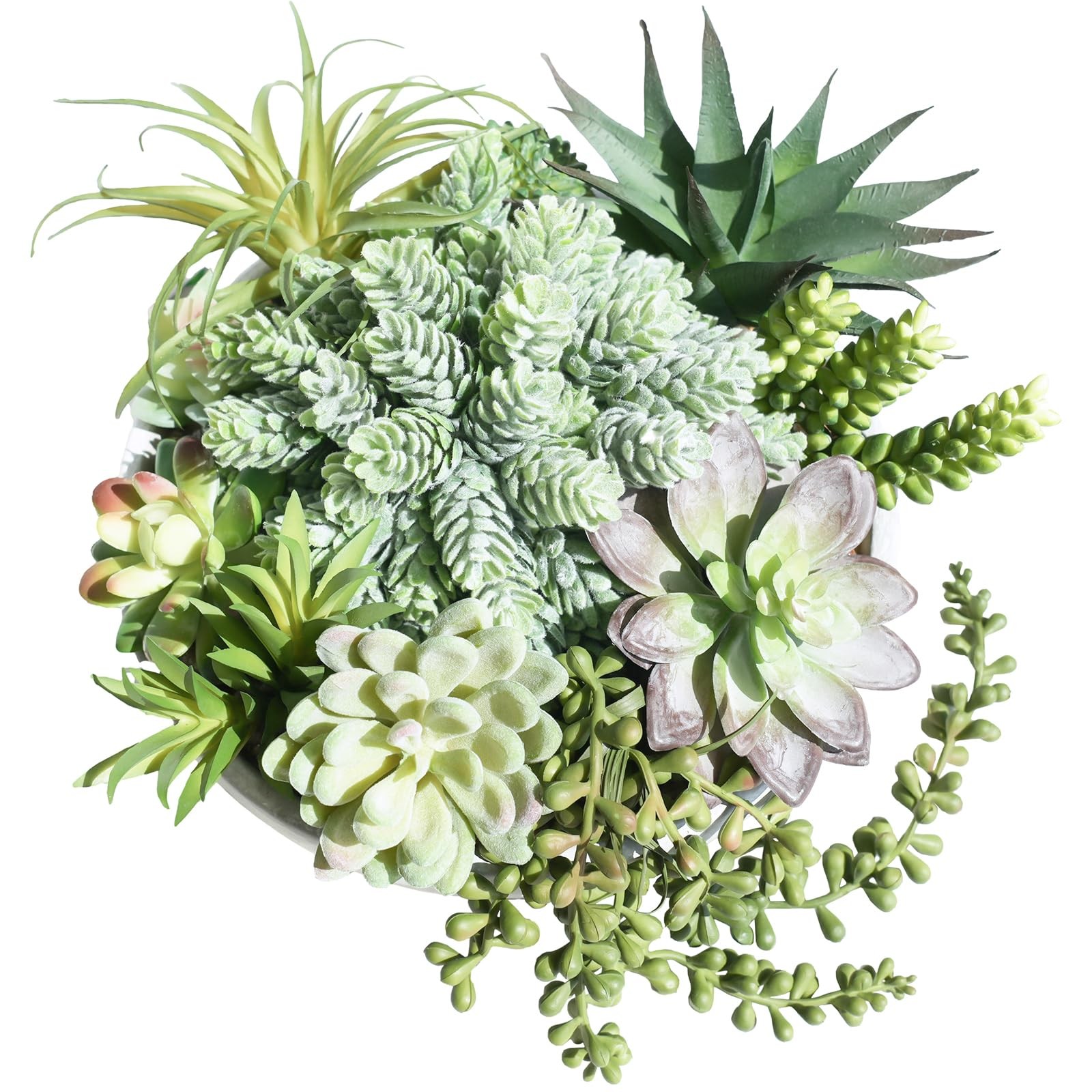 9″ Artificial Succulent Arrangement Succulent Plants in Gray Round Planter Fa…