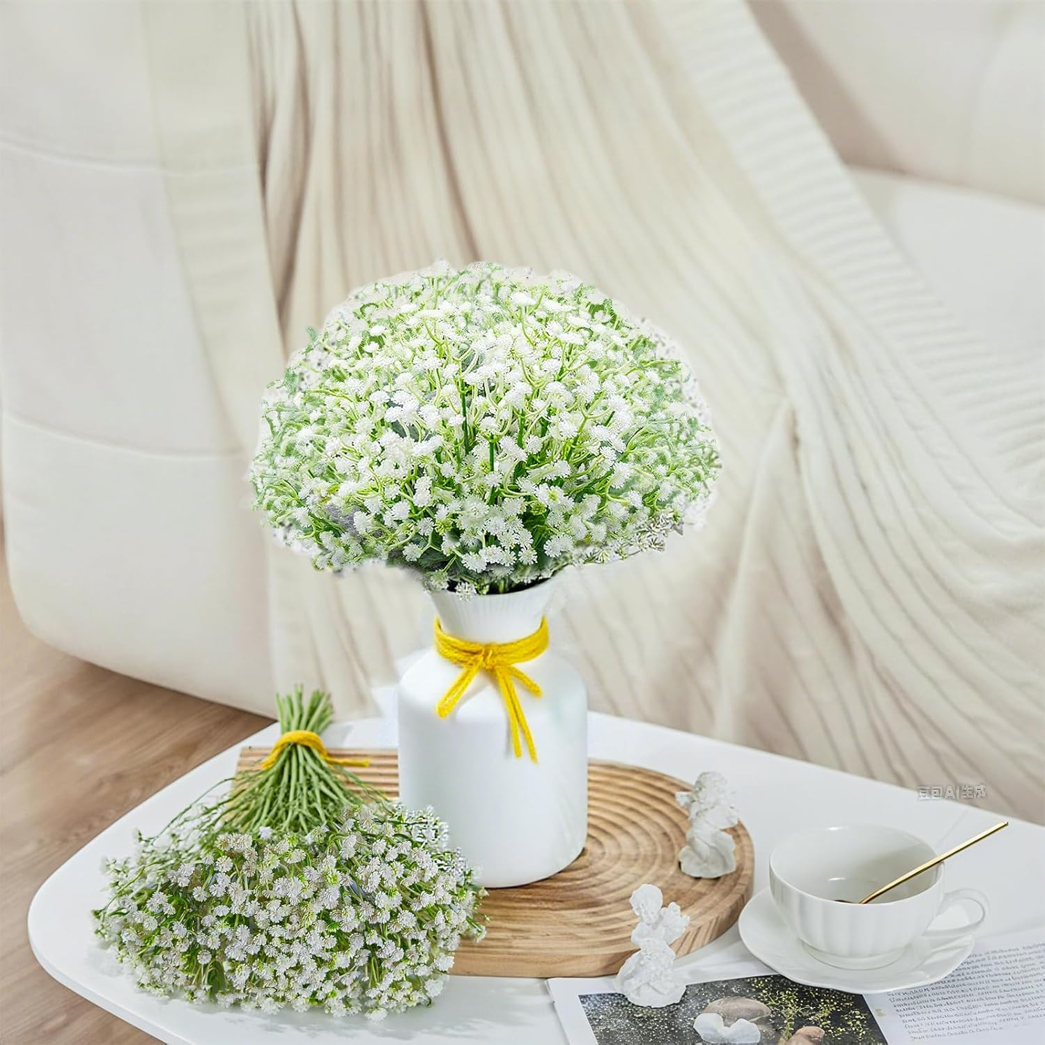 100 Pcs Artificial Baby S Breath Flowers Artificial Flowers Real Touch Fake Bulk