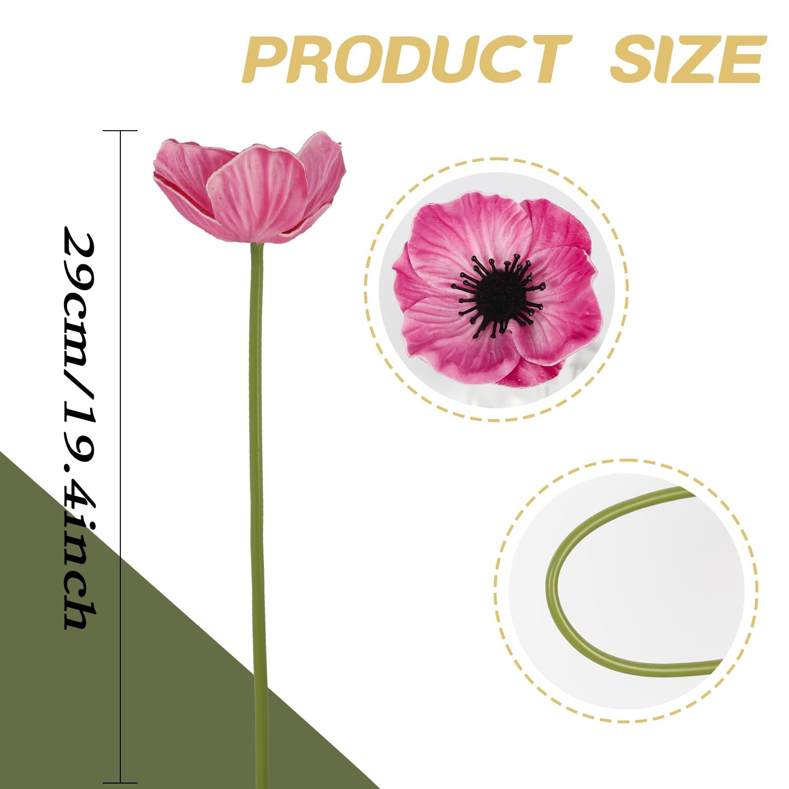 Artificial Poppies 20PCS PU Realistic Hot Pink Faux Poppy Flowers for Bouquet…