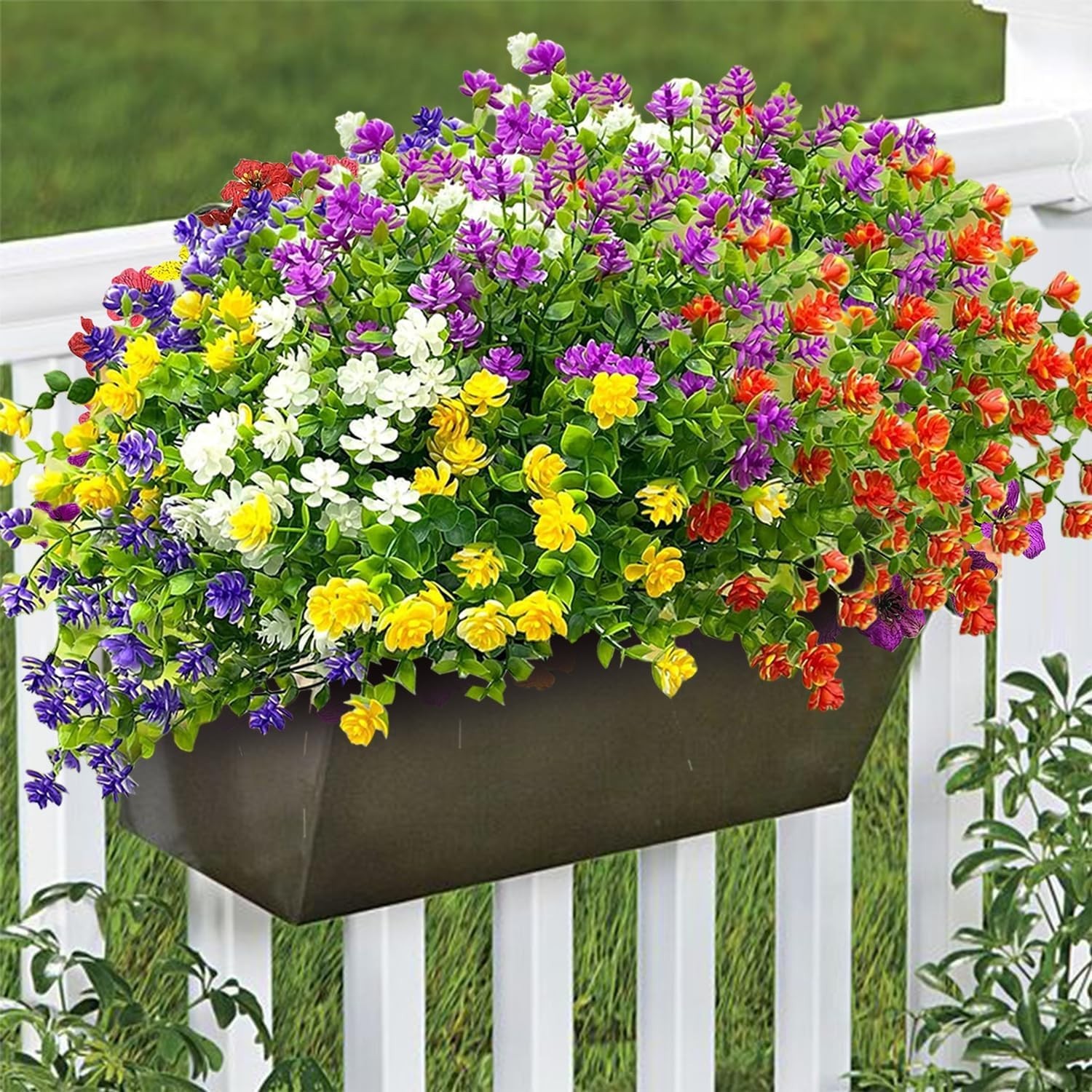 Colorful Artificial Flowers for Outdoors, 10 Bundles Realistic Spring Outdoor…