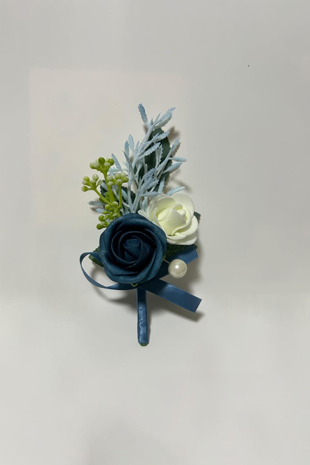 6 PCS Navy Blue Boutonniere for Men Groomsmen Guest Artificial Flowers