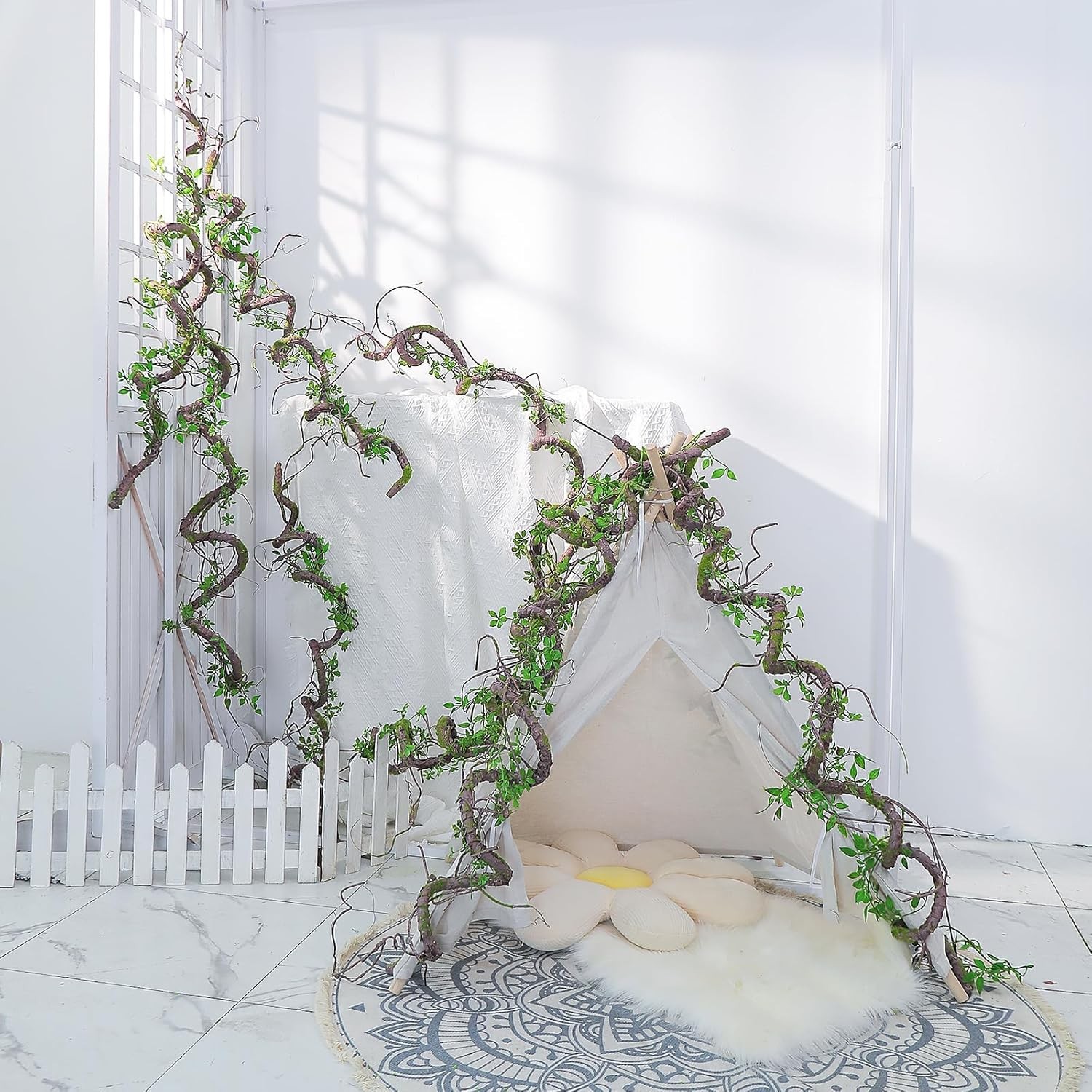 71 Inch Bendable Artificial Tree Vines Twine Branches Moss Greenery Plants Re…