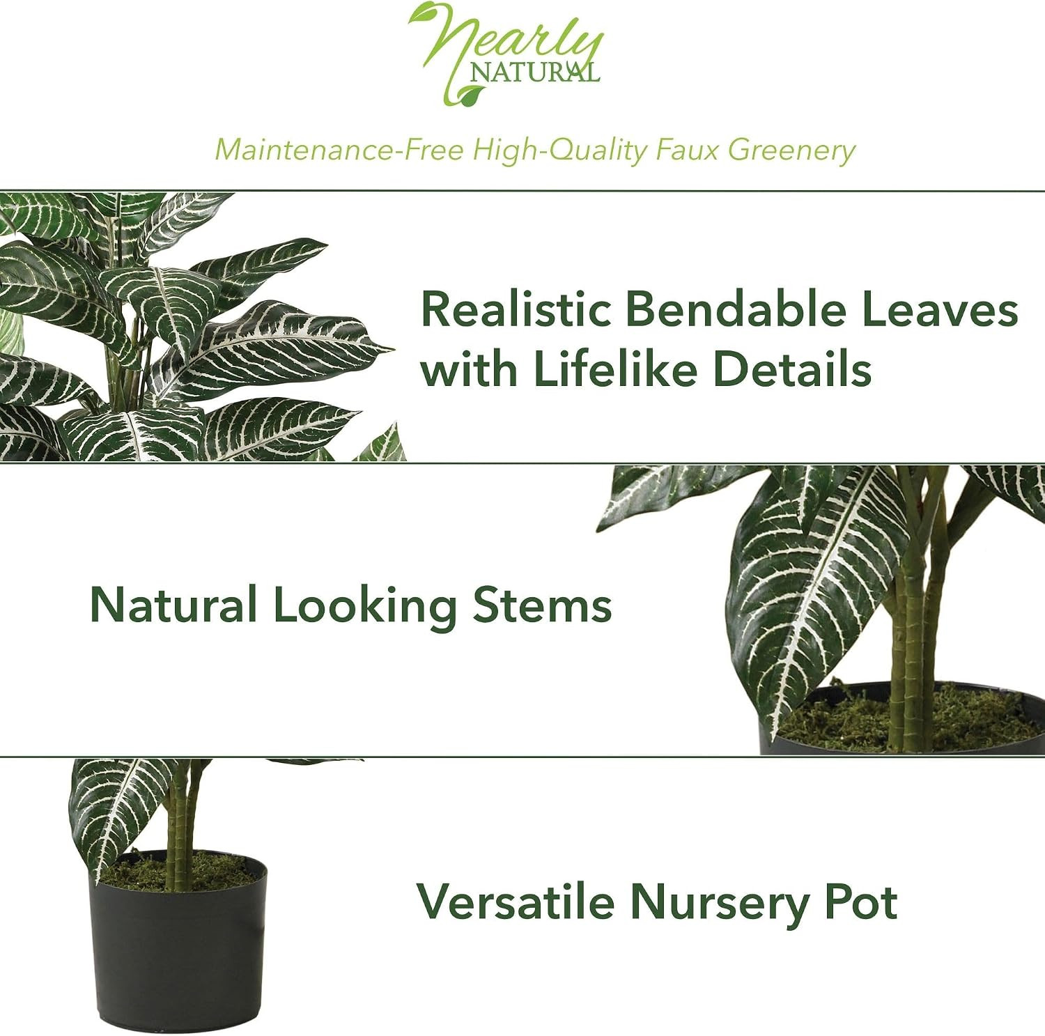 Lifelike 3Ft Zebra Silk Plant – Perfect for Home or Office Decor