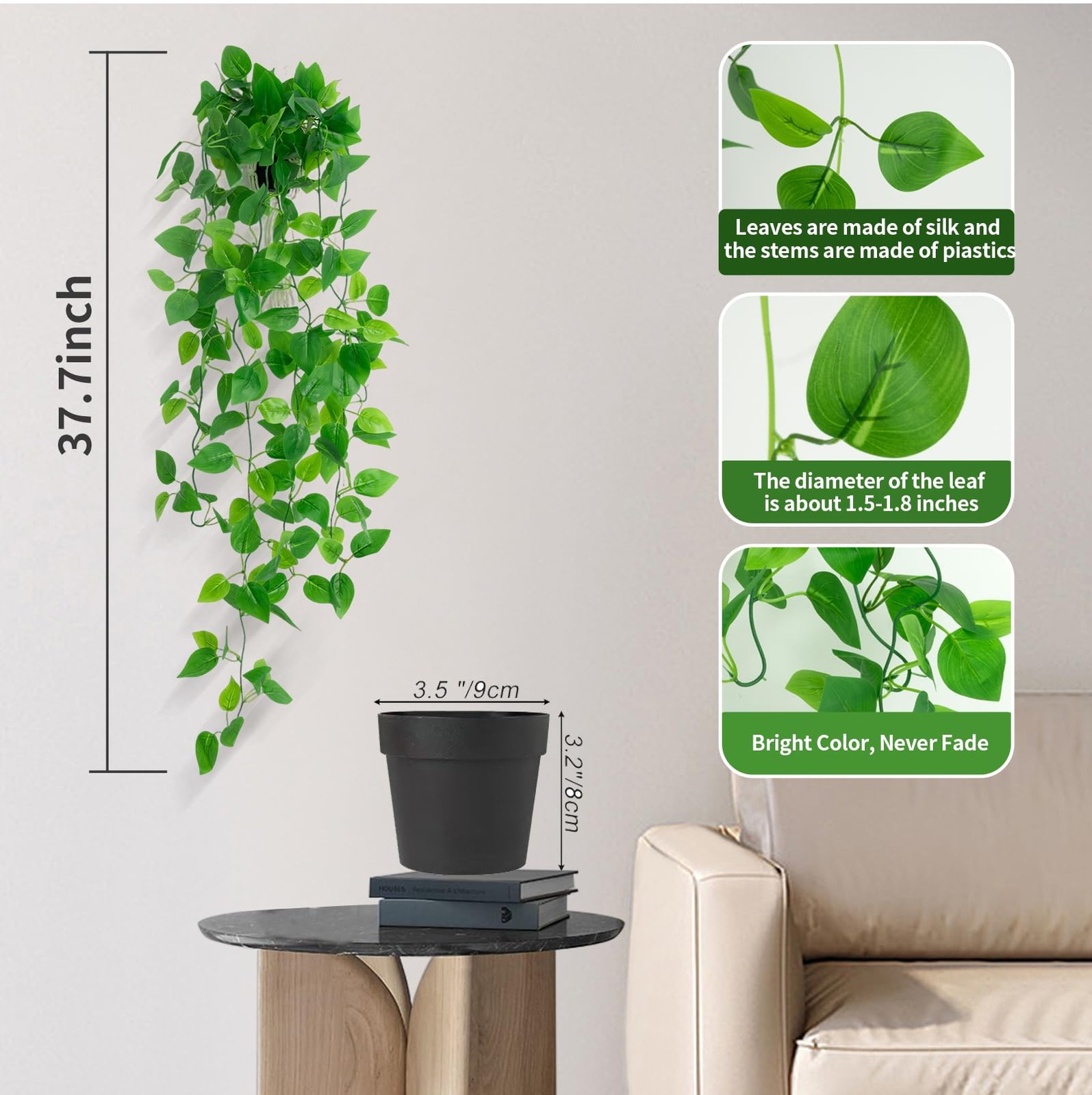 Fake Hanging Plants for Room Decor,1pcs Artificial Potted Plants Vines for Wa…