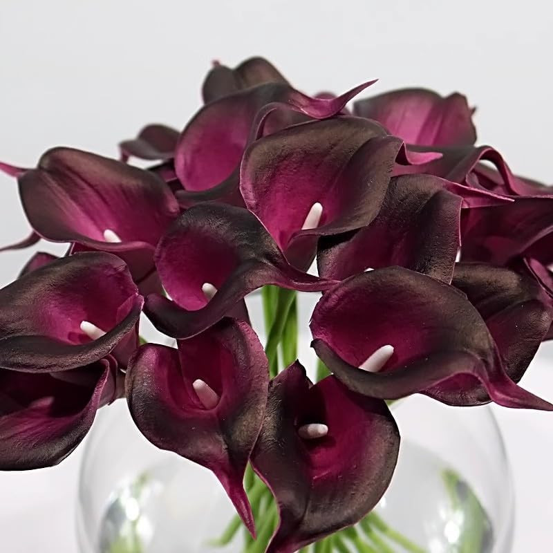 12Pcs Purple Artificial Calla Lily Flowers,13″ Single Heads PU Real Touch | Smal