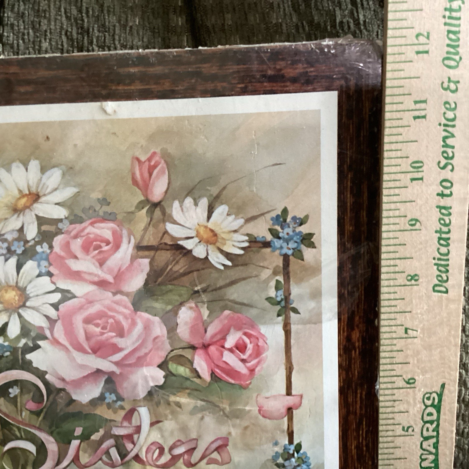 Vintage Flower Rose Pink Wall Hanging Decor Grandmacore Cottagecore Sisters USA