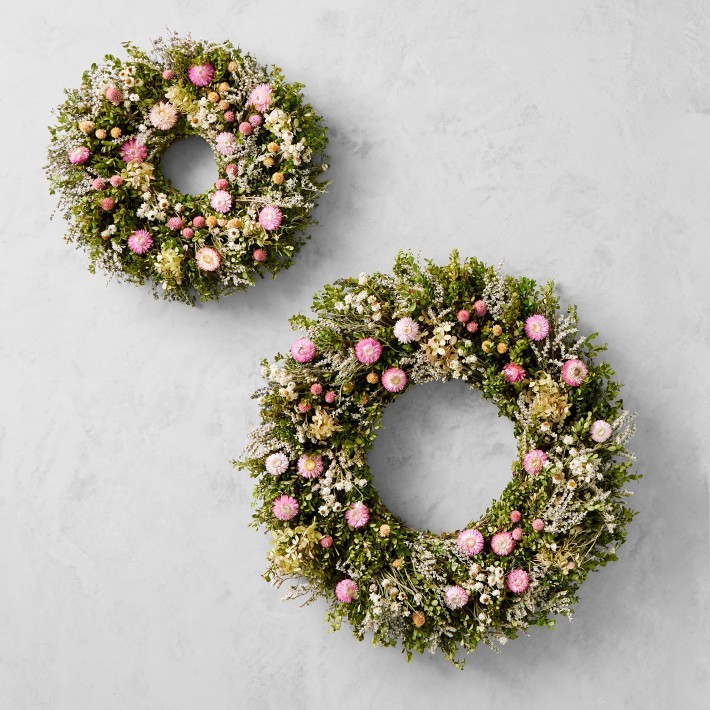 Famille Rose Live Wreath – Spring Florals-Williams Sonoma|35383