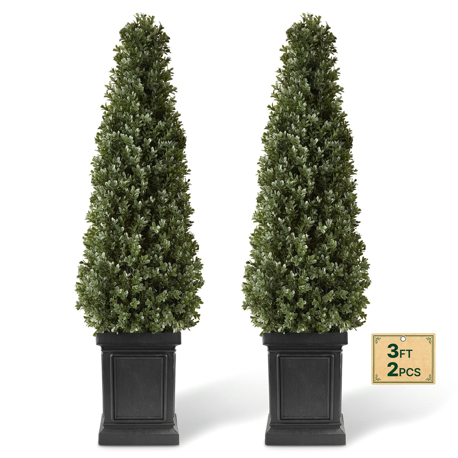VEVOR Artificial Boxwood Topiary 3.3 Ft Set of 2 with Sturdy Pot Greenery PE