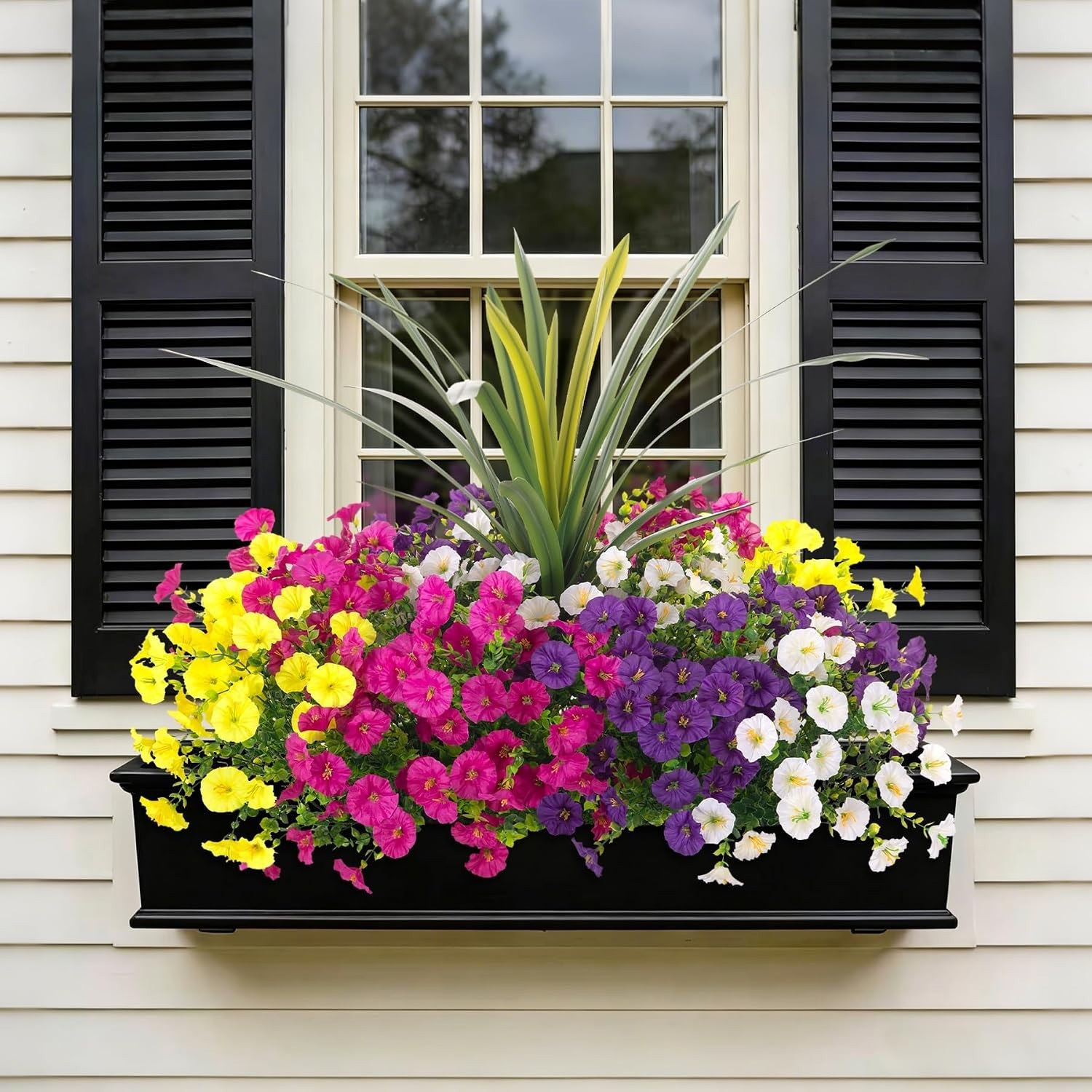 Vibrant Faux Flowers Bundle: 12 Silk Morning Glories with Eucalyptus for Patios
