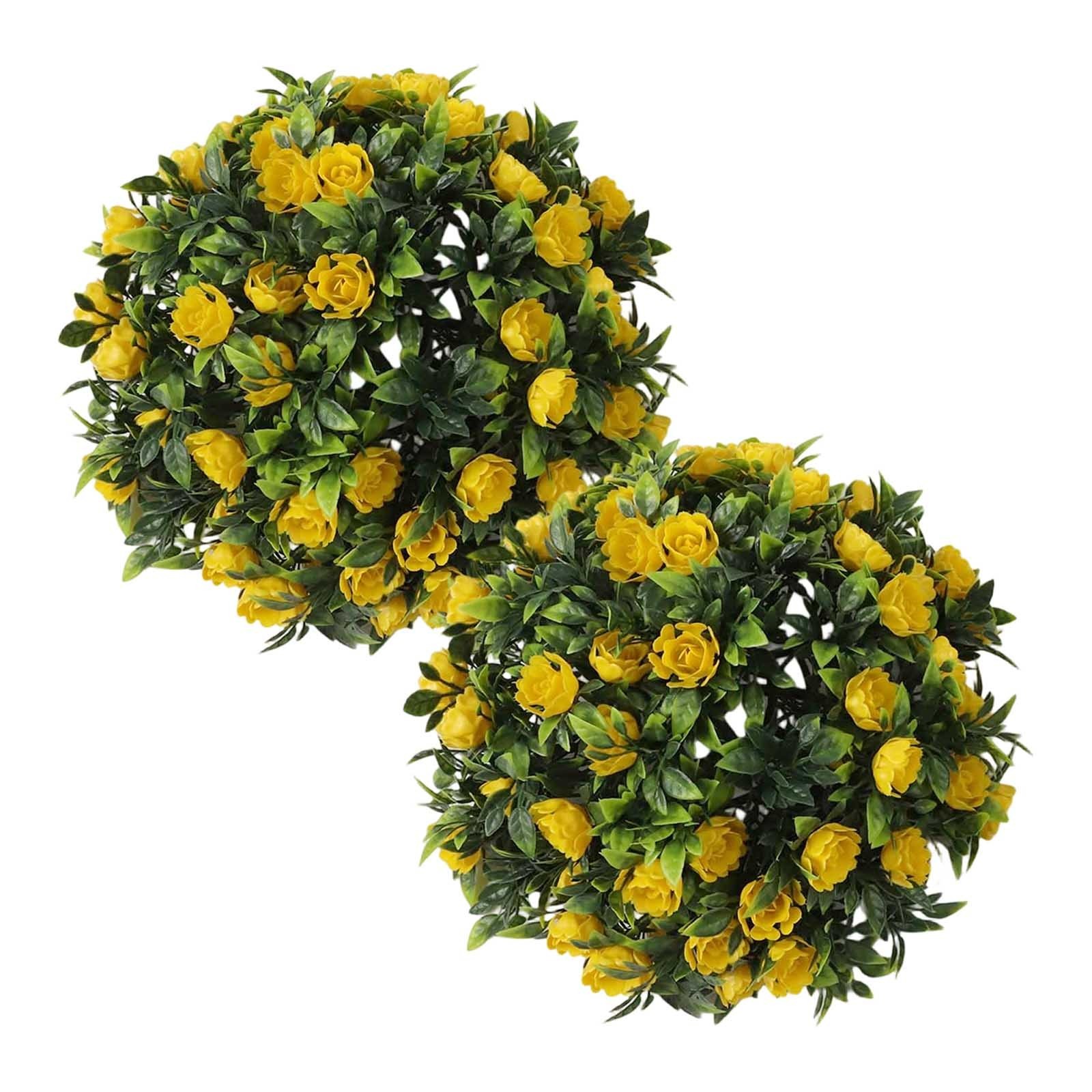 Set of 2 Faux Plant Balls Artificial Flower Balls 25cm for Hanging Decoration
