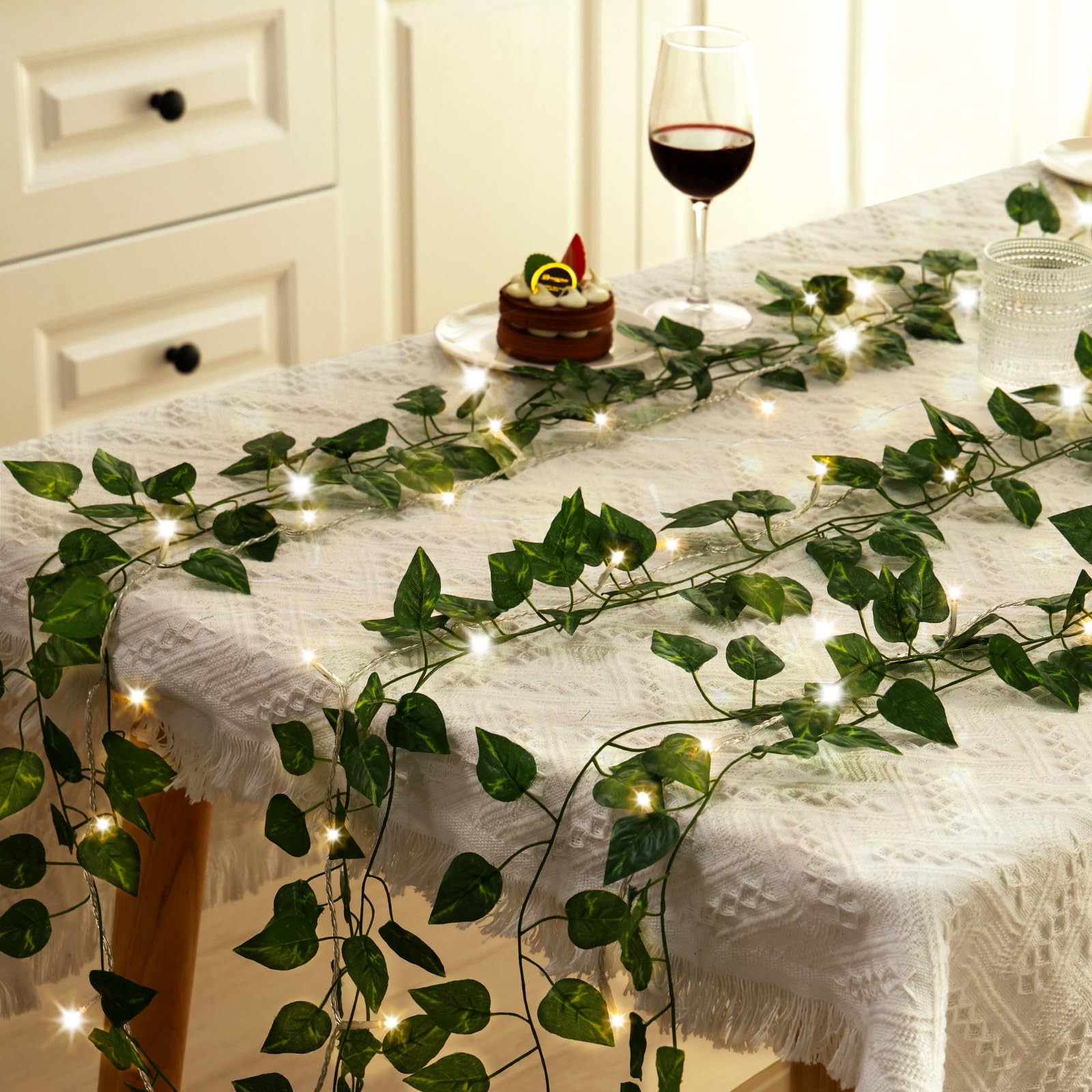 CEWOR 24 Pack 173ft Fake Ivy Vines, Artificial Ivy Garland with 200 LED String