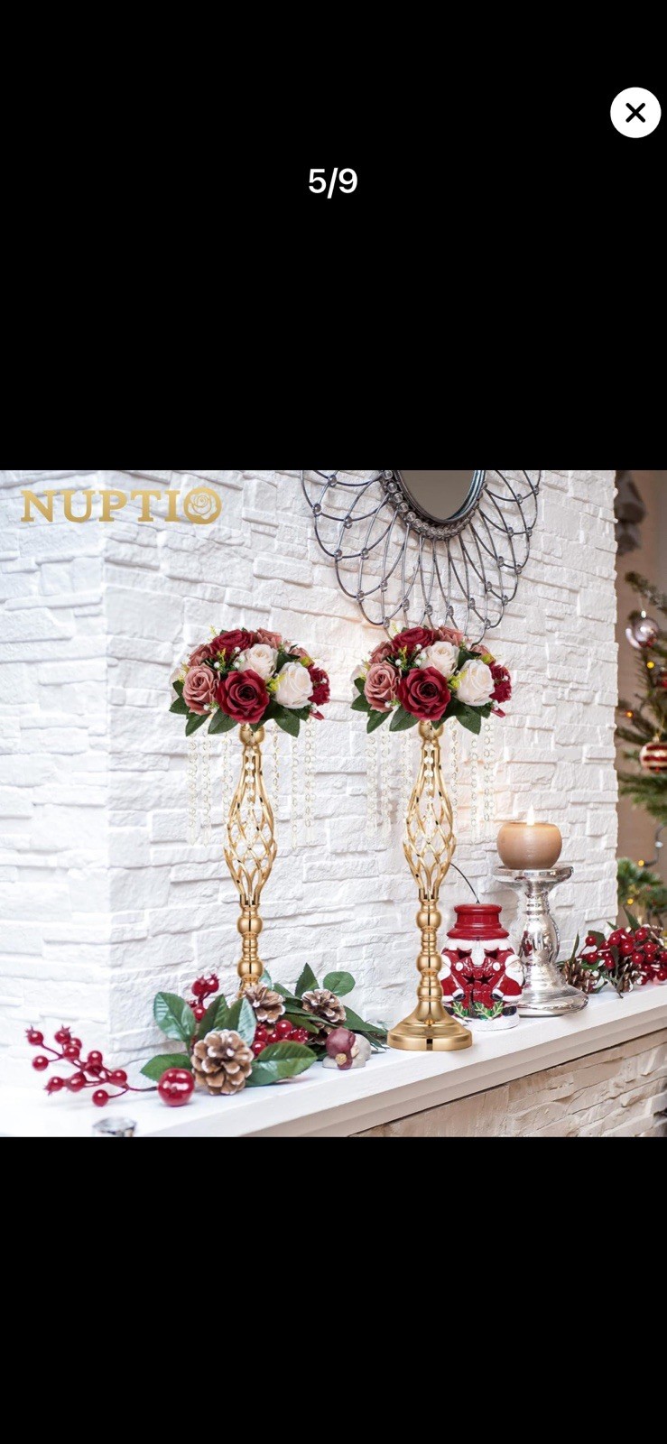 Nuptio Artificial Flower CenterPieces For Tables 10 Piece Burgundy & Dusty Rose