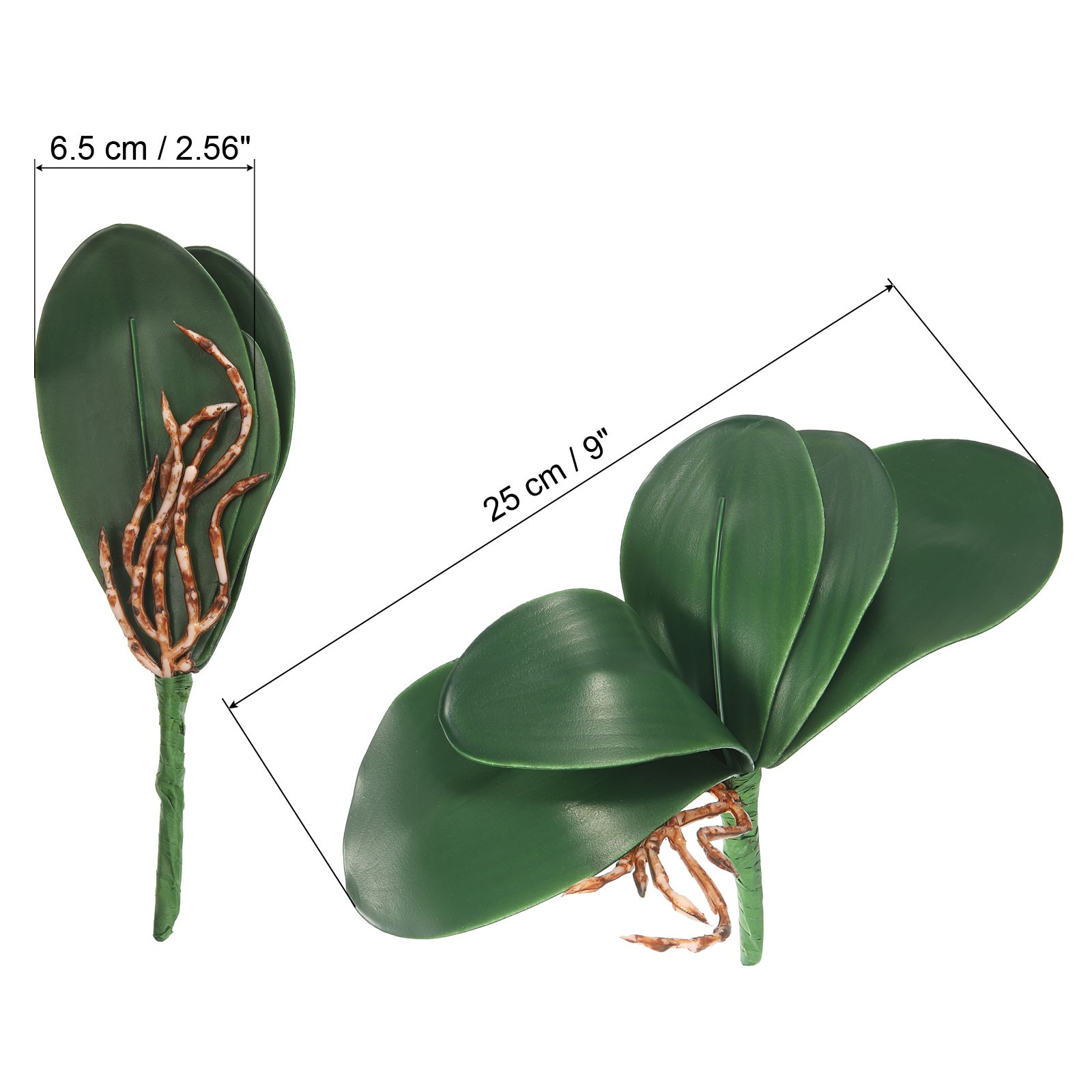 3Pcs 8.27 Inch Faux Orchid Leaves 5 Petals Artificial Leaf with Stems