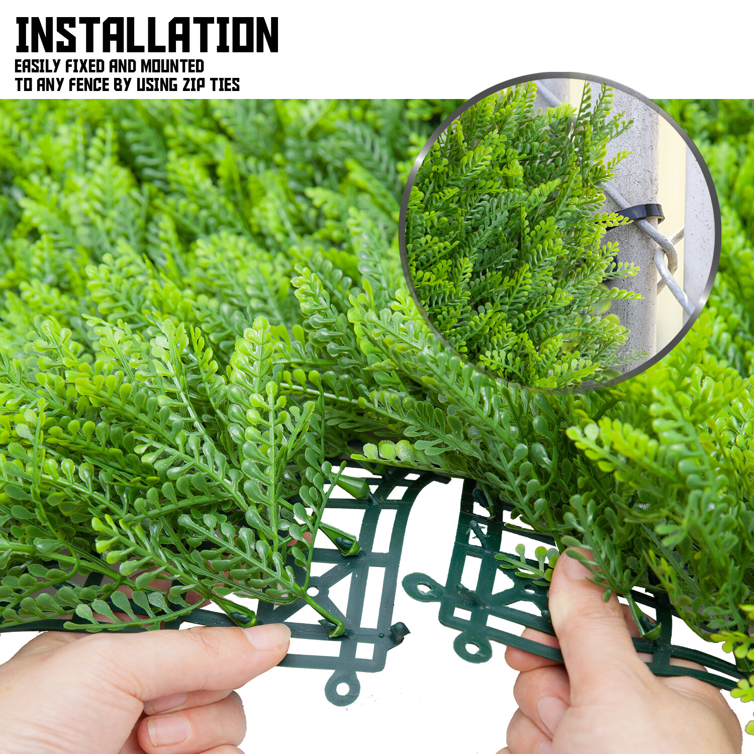 20×20″ Artificial Faux Greenery Mimosa Leaf Fence Screen Wall Decor Panel