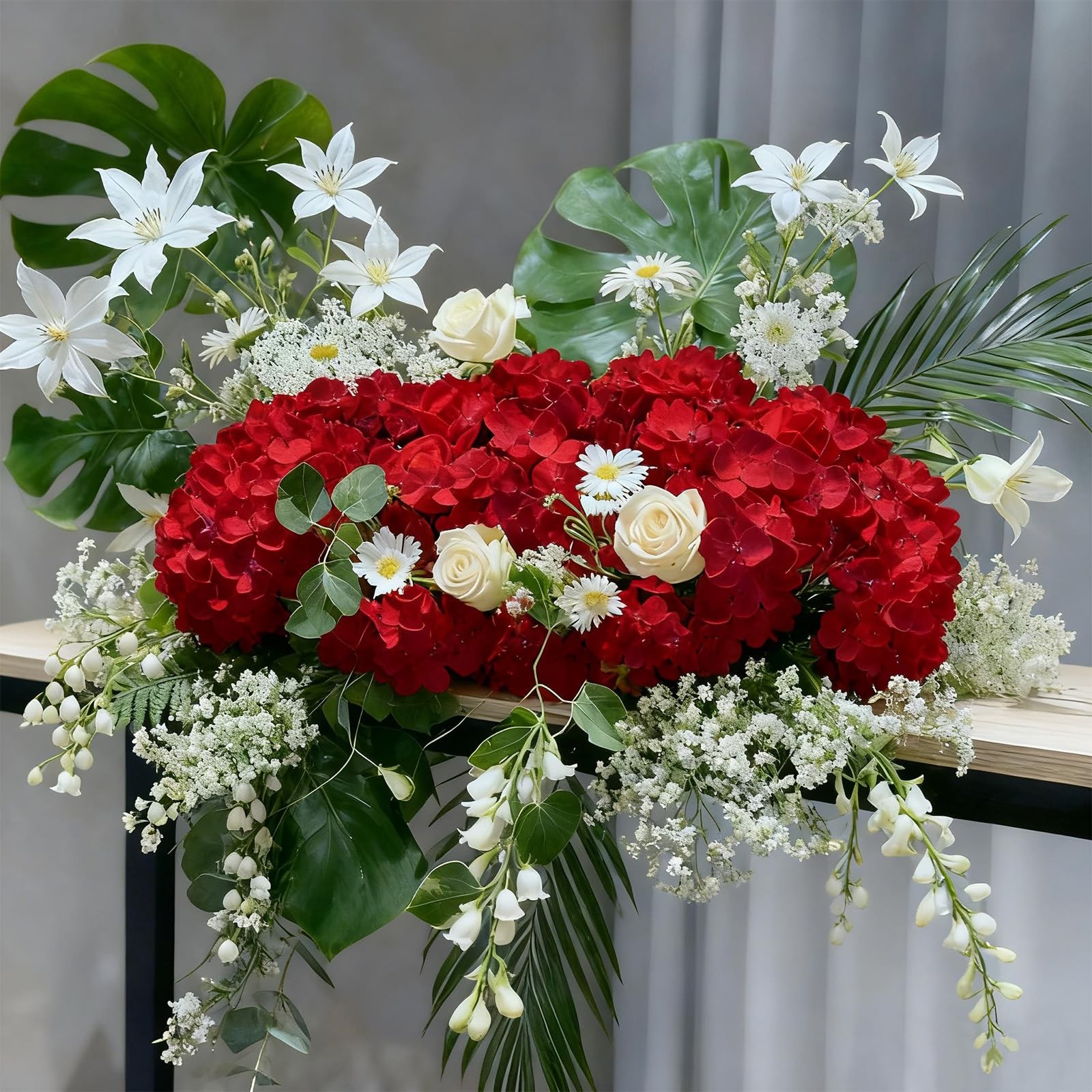 20 Pcs Dark Red Hydrangea Artificial Flowers Bulk, Faux Hydrangea Flowers Hea…