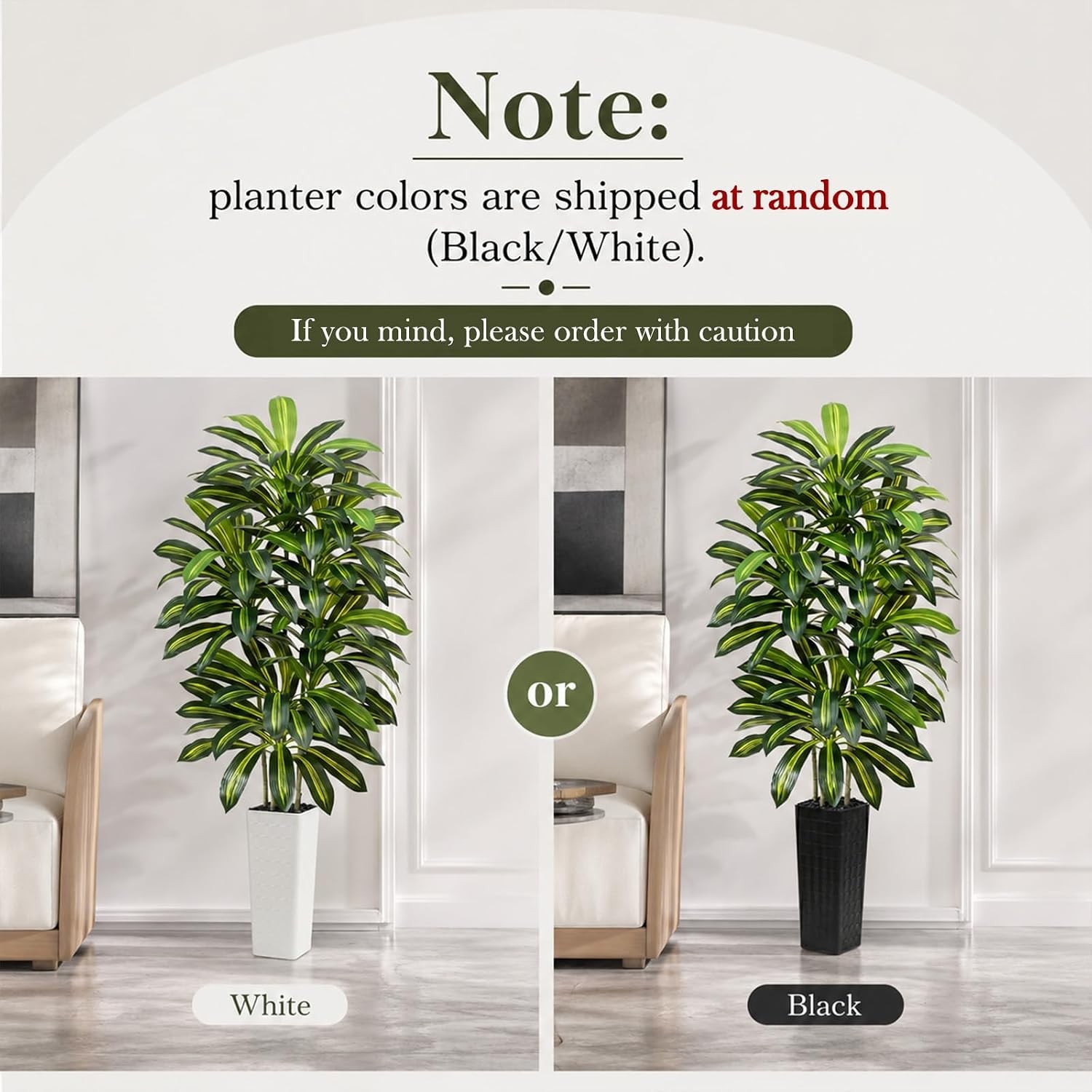 Artificial Dracaena Tree – 7FT Tall Fake Plants with White Tall Planter
