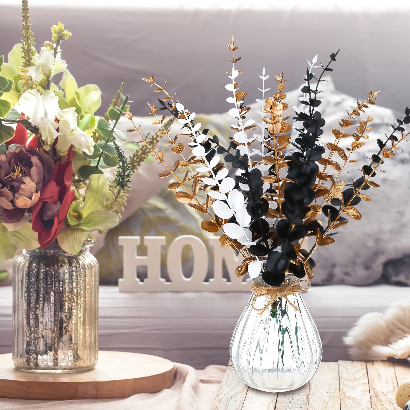 24 Pcs Eucalyptus Flowers Artificial Stems Faux Halloween Flowers Eucalyptus …