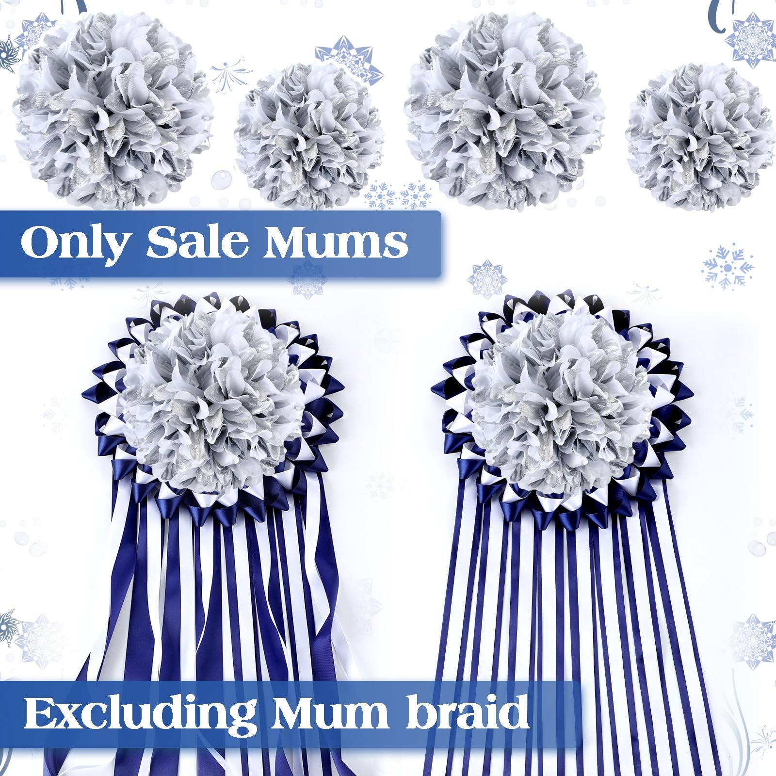 28 Pcs Silver White Assorted Silk Chrysanthemum Homecoming Mum Flowers