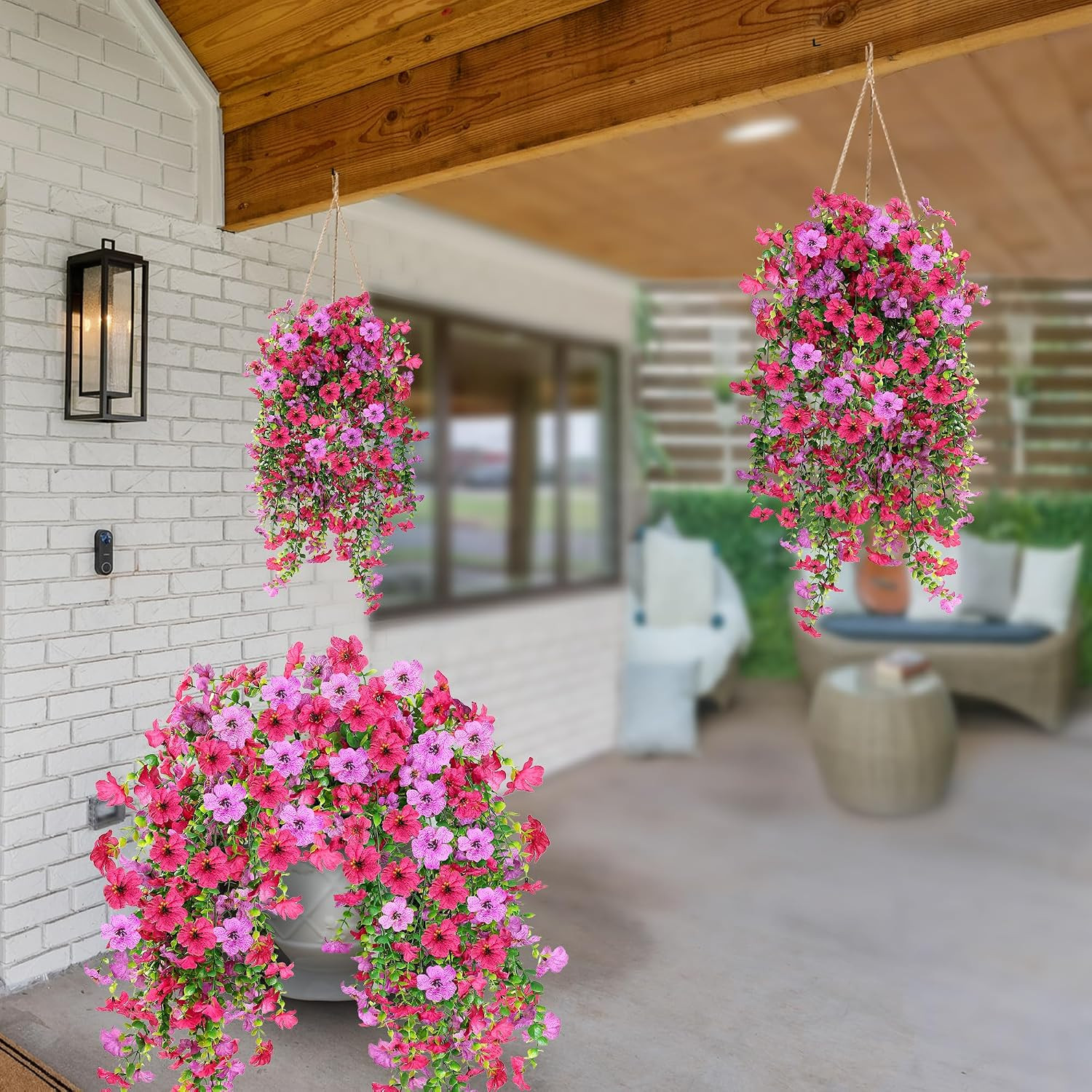 Artificial Fake Hanging Flowers Plants for Outdoor outside Spring Summer