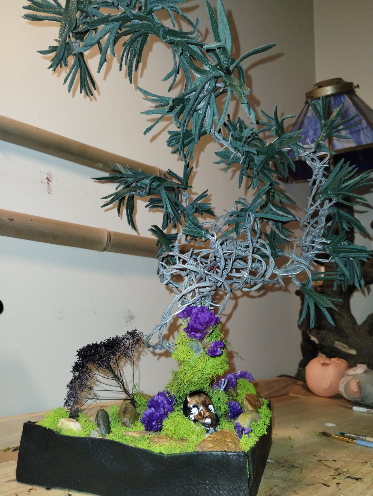 Artificial Topiary Tree Arrangement & Centerpiece, Plastic, Green Purple Blue