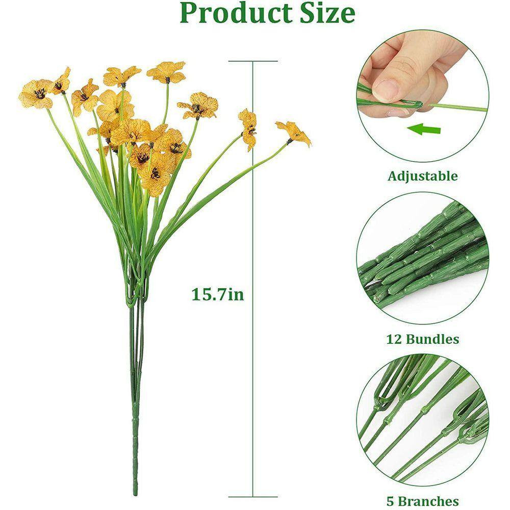 32 Bundles UV Resistant Faux Flowers Greenery Shrubs, 15.7 In. Multi-Colored Out