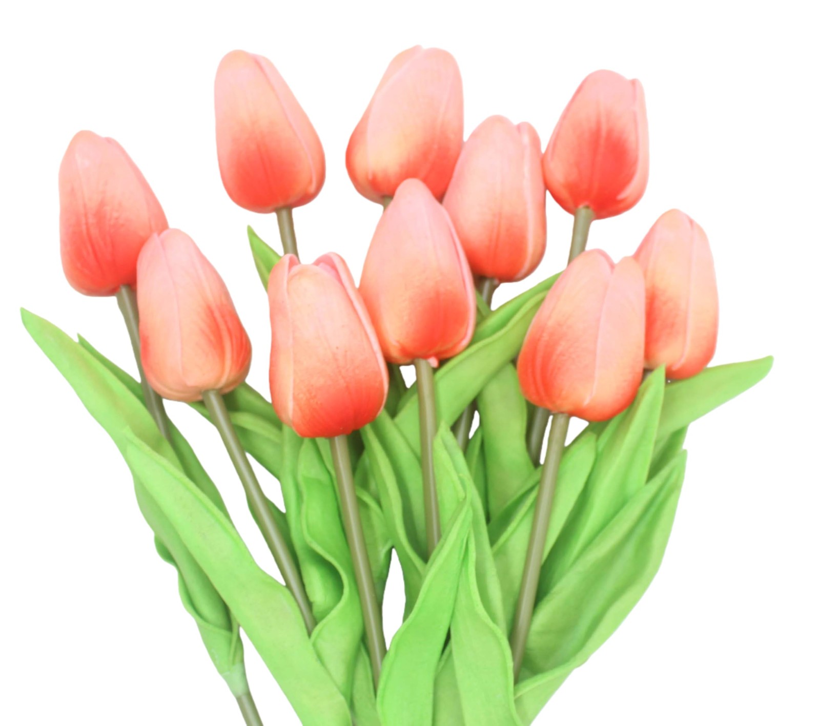 10 Heads Mini Grapefruit Pink Artificial Tulip Flowers Real Touch Decor