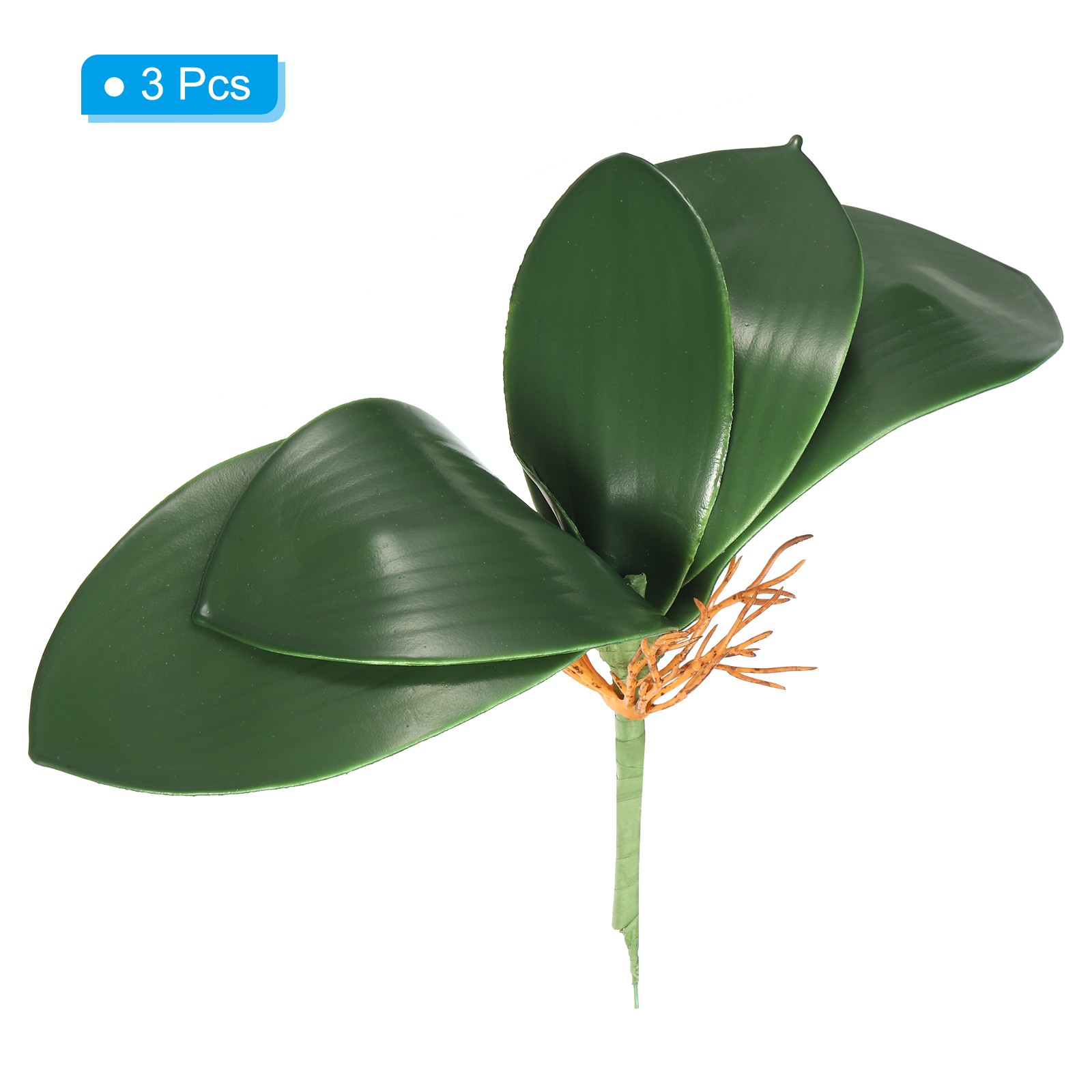 3 Pcs 9.45 Inch Faux Orchid Leaves 5 Petals Artificial Leaf with Stems