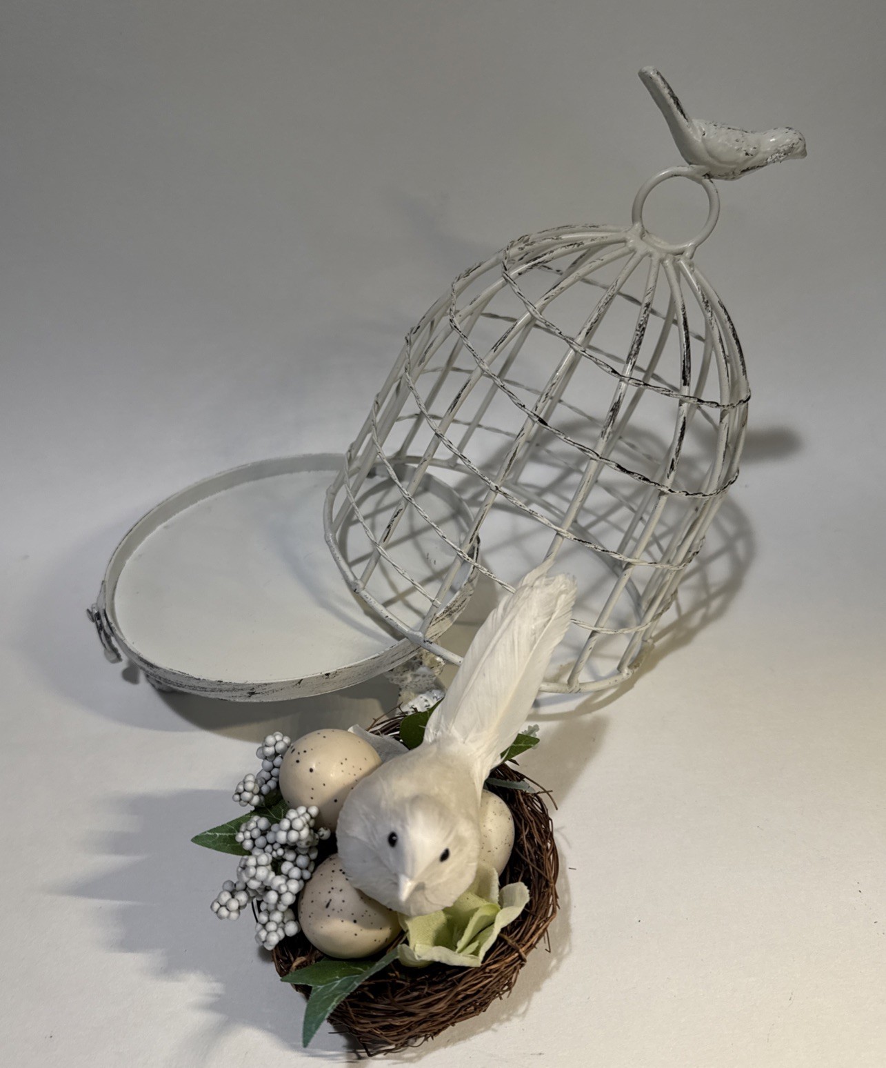 9″ Shabby Chic Decorative Birdcage Removable Nest Bird Display Farmhouse Decor
