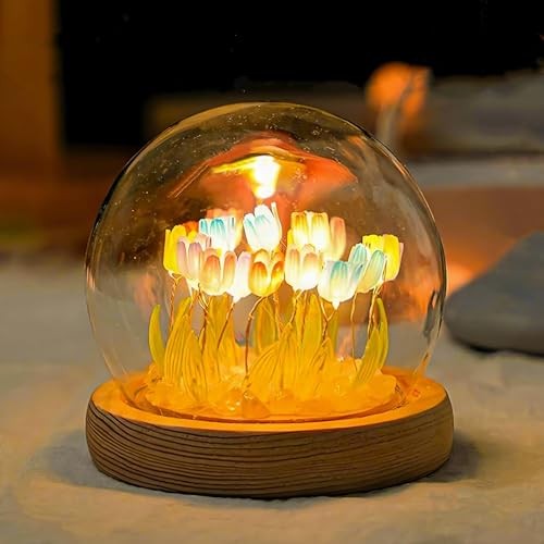Valentines Day Gifts for Wife Her,Tulip Night Light Cordless Small Multicolor