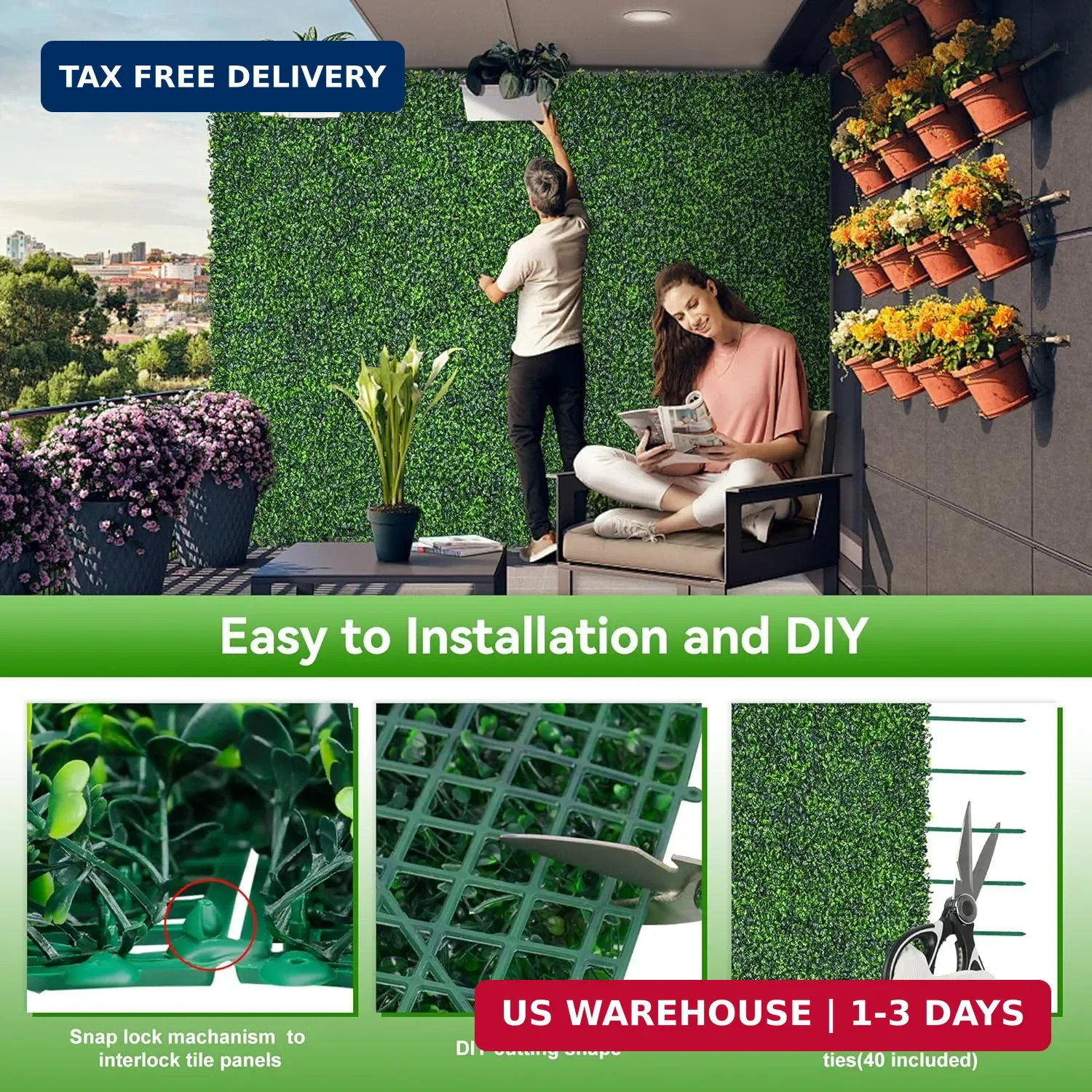 Artificial Boxwood Roll,48×120 in(40 sqft) UV-Anti Faux Ivy Grass Wall Backdrop