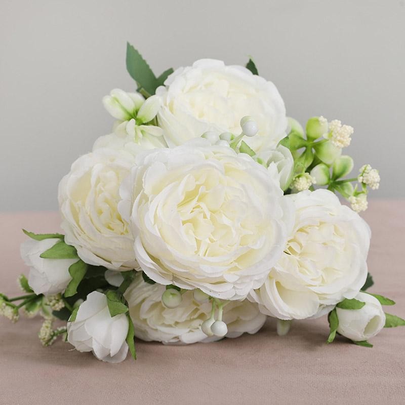 1pcs/30cm Rose Pink Silk Bouquet Peony Artificial Flower Wedding Home Decoration