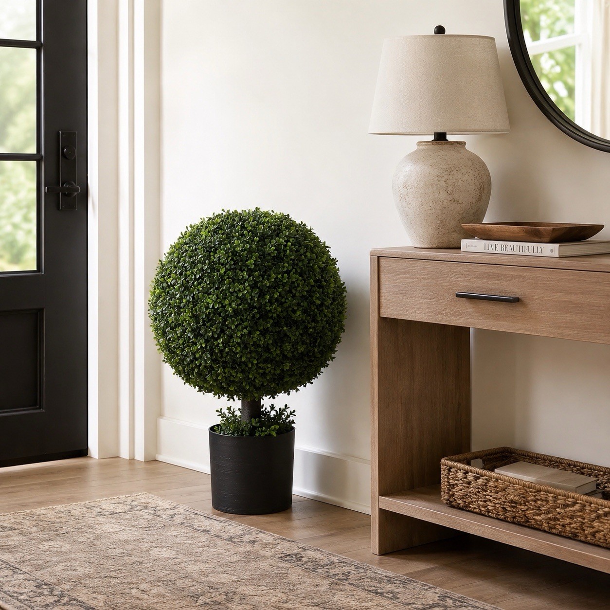 27” Boxwood Ball Topiary Artificial Tree Home Decor UV Resistant. Retail $189
