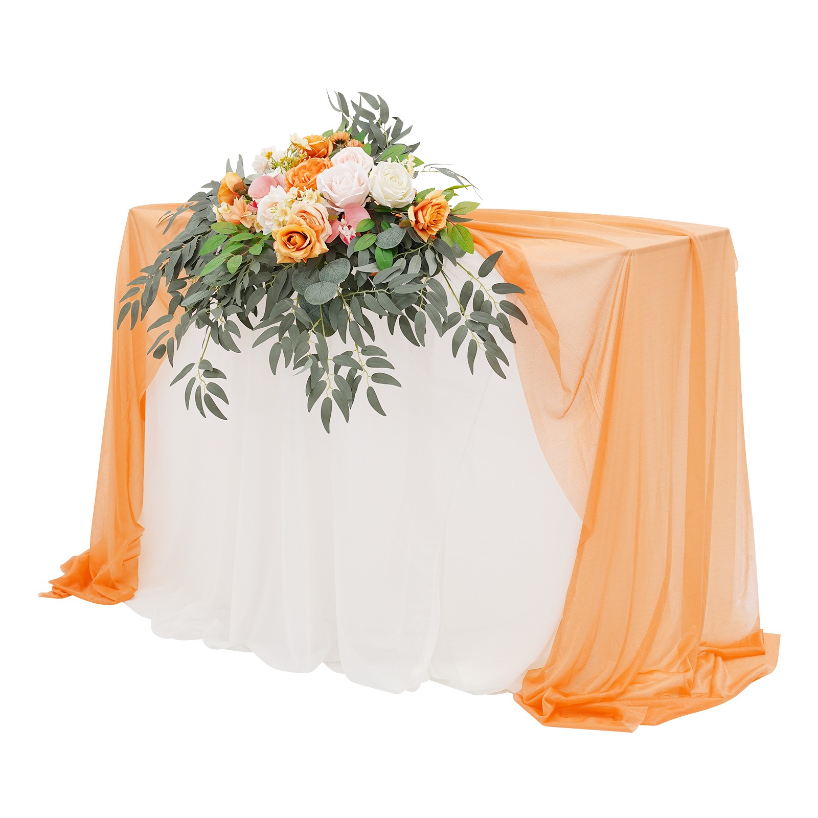 Artificial Flower with Tablecloth, Floral Arrangement for Wedding Table Orange