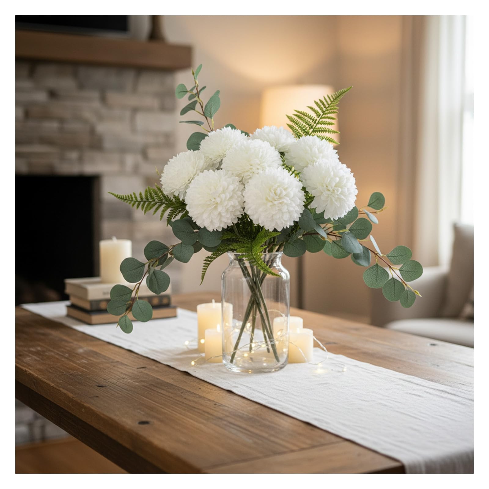 12Pcs Artificial White Chrysanthemums Realistic Fake Flowers, Fake Mums Silk …