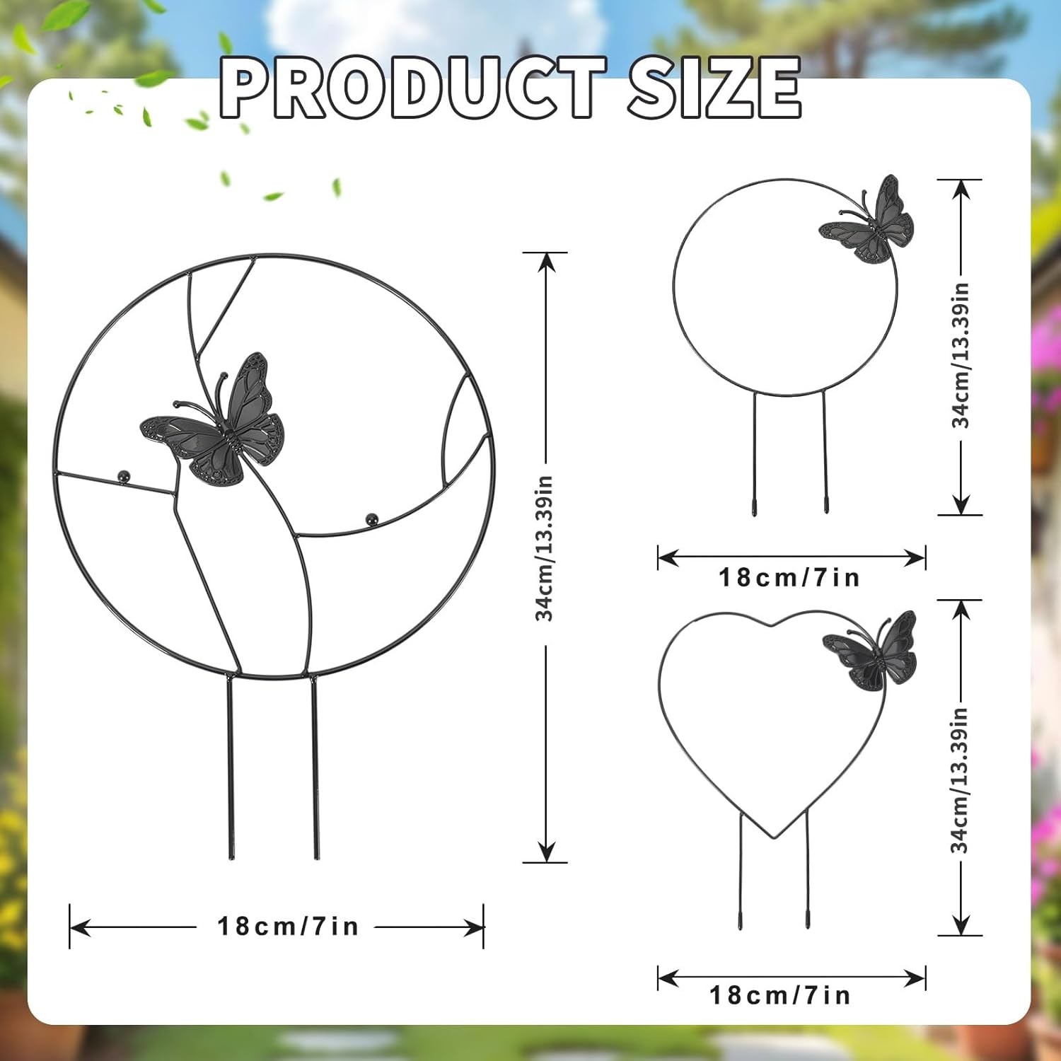 3PCS Round Metal Plant Trellis Indoor Climbing Vine Ivy Flower Support
