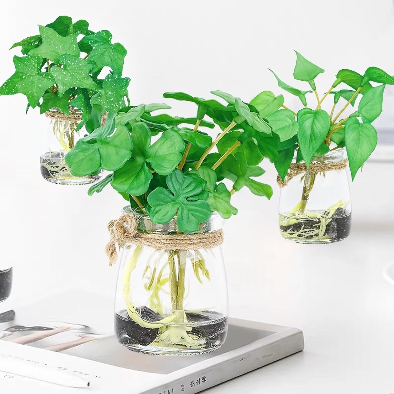 3 Pack Small Potted Plants with Faux Water, Real Touch Leaves Fake Plants in …