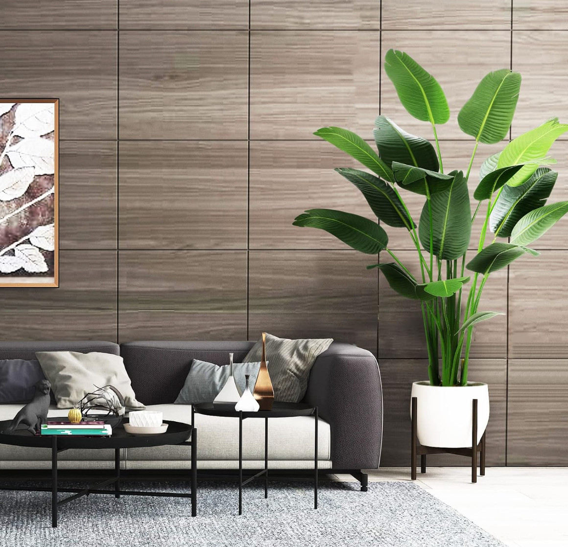 OXLLXO 6.5ft Artificial Silk Bird of Paradise Palm Tree (78in) with 17 Trunks Fa