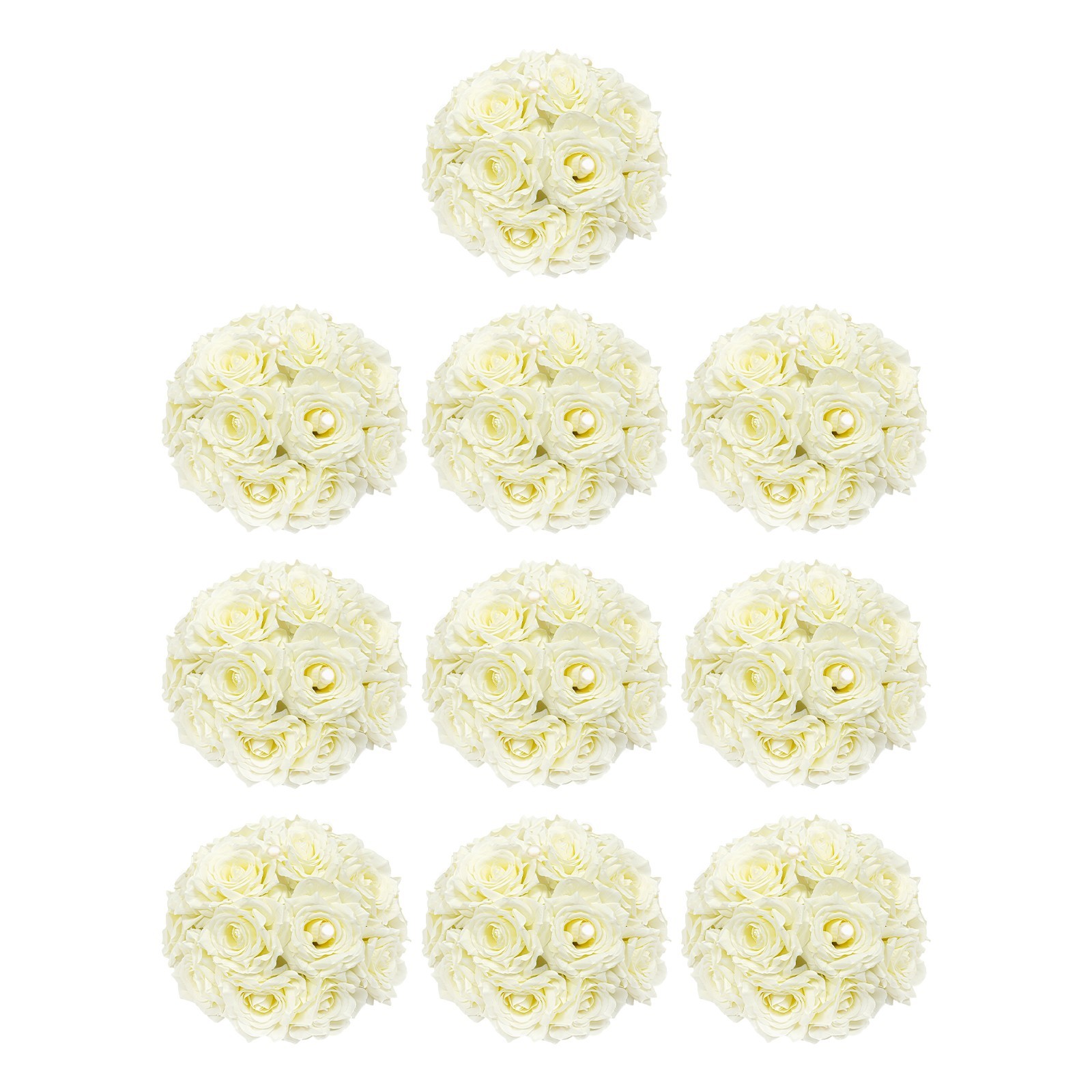 10 Pcs Handmade Bouquet Party Wedding Artificial Flower Balls Deco, Milky White