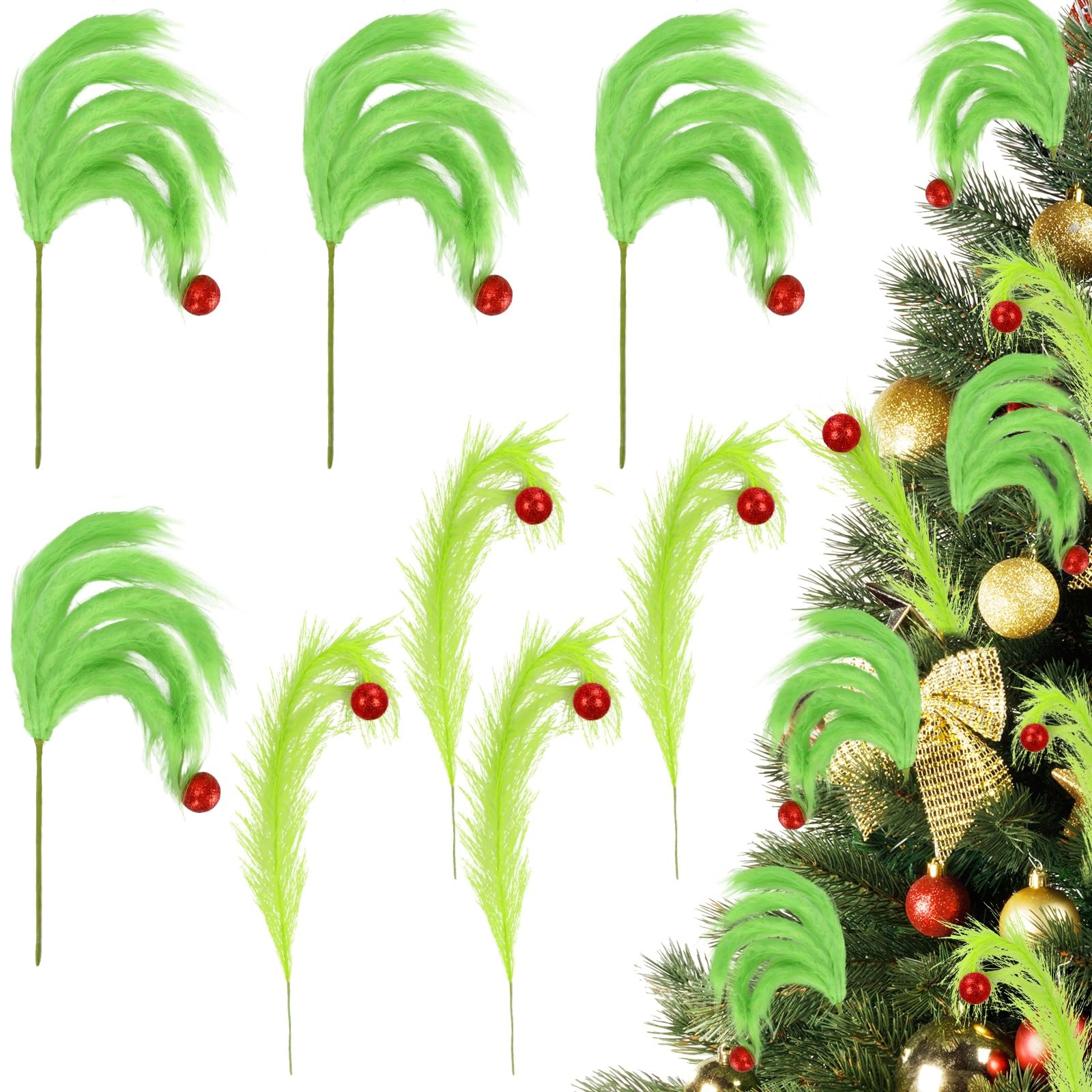 8 Pcs Christmas Tree Topper, 17 Inch Lime Green Christmas Tree Ornament, Gree…