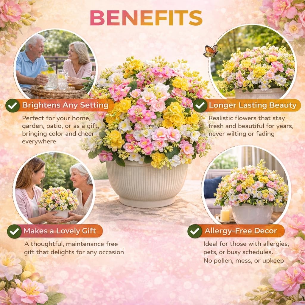 alyptus Artificial Faux Outdoor Flowers Plants for Spring Summer Decoration, 12