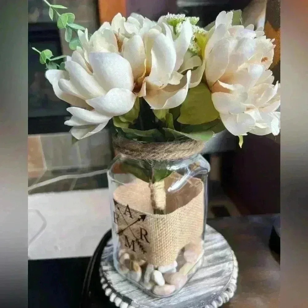 NEW Southern Style Centerpiece – Farmhouse Faux Floral Arrangement – So pretty!
