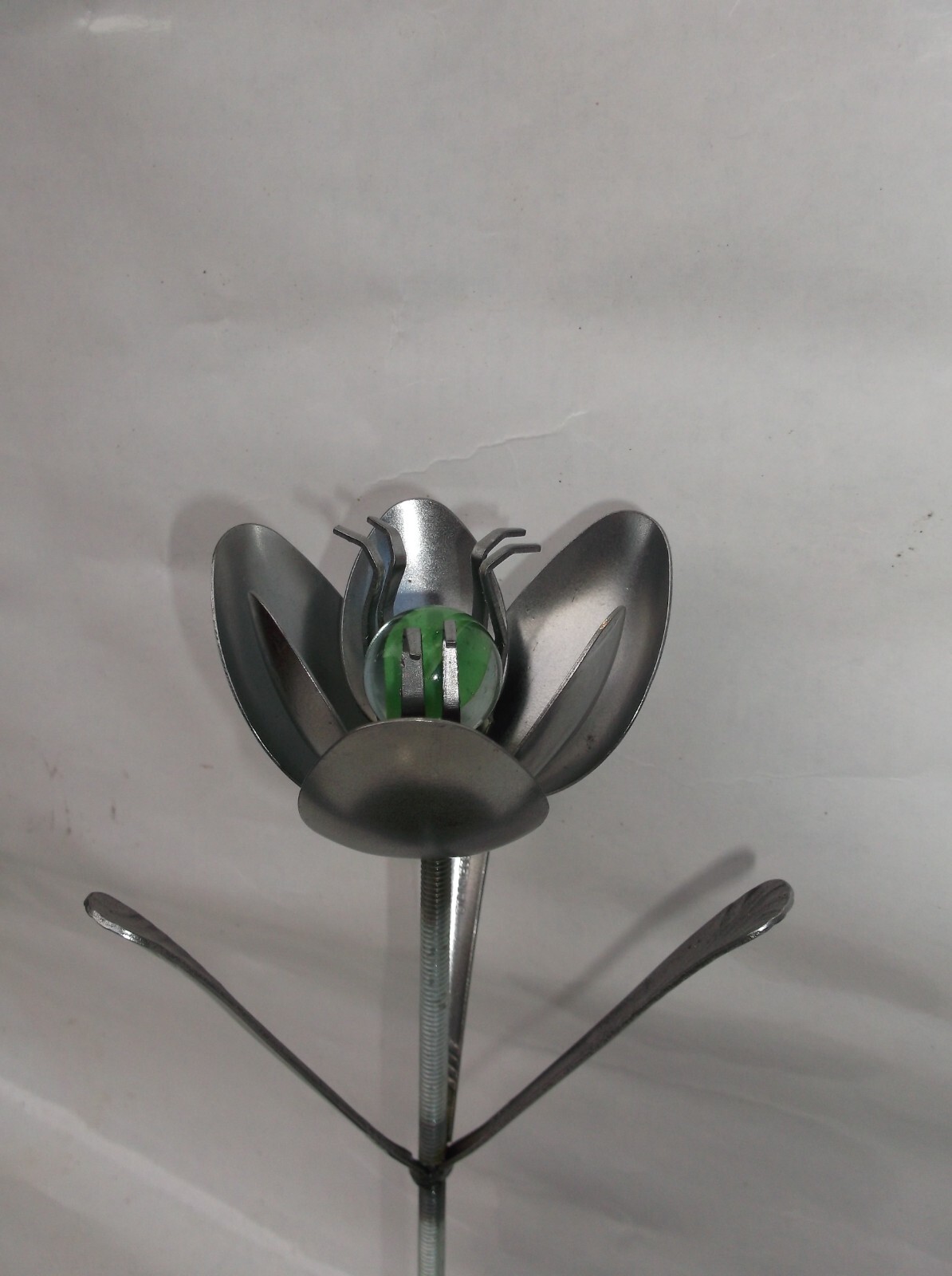 Green Tulip, Metal Art Tulip, Spoon Flower, Recycled Silverware Flower