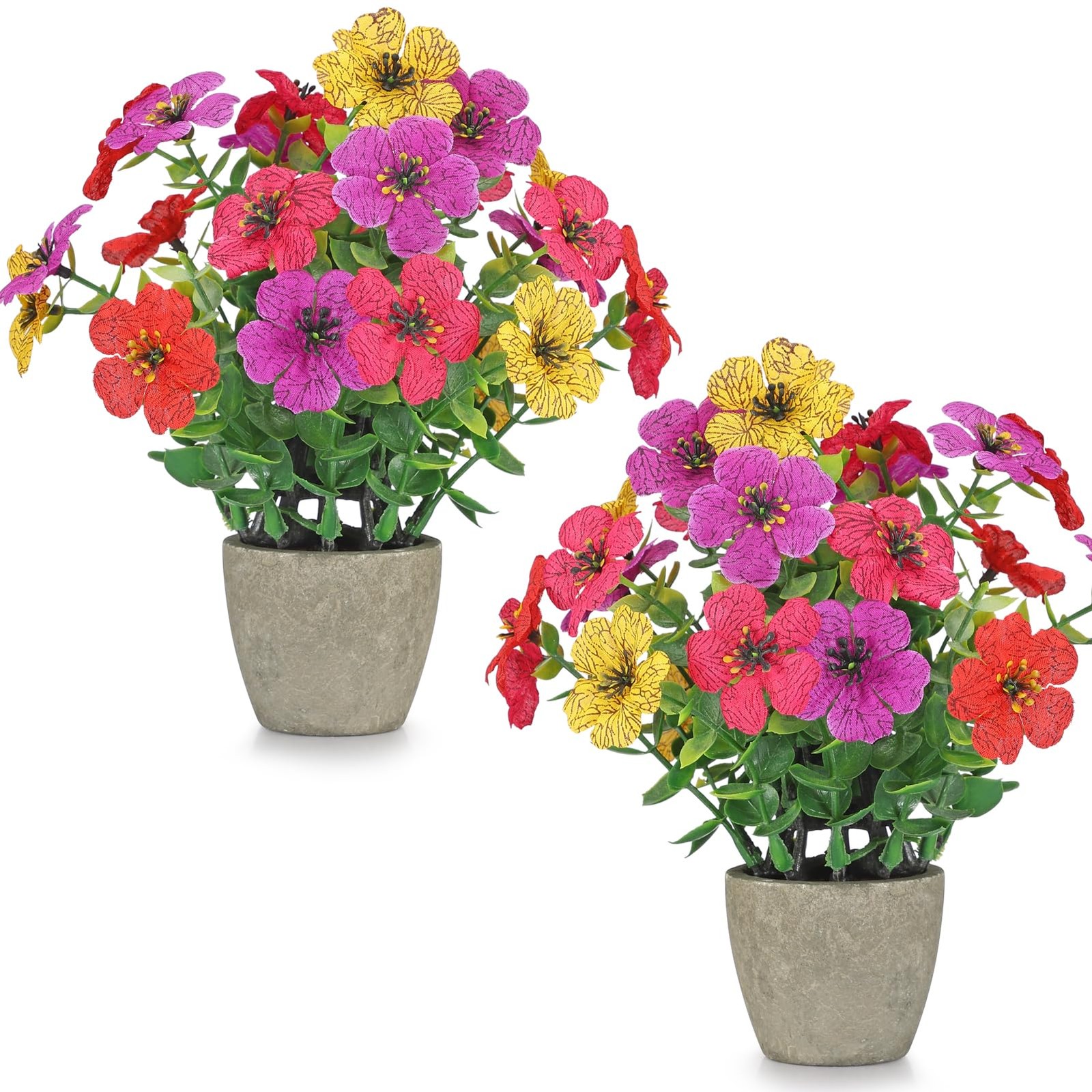 2 Pack Small Fake Plants Potted Artificial Plants Artificial Flowers Potted F…