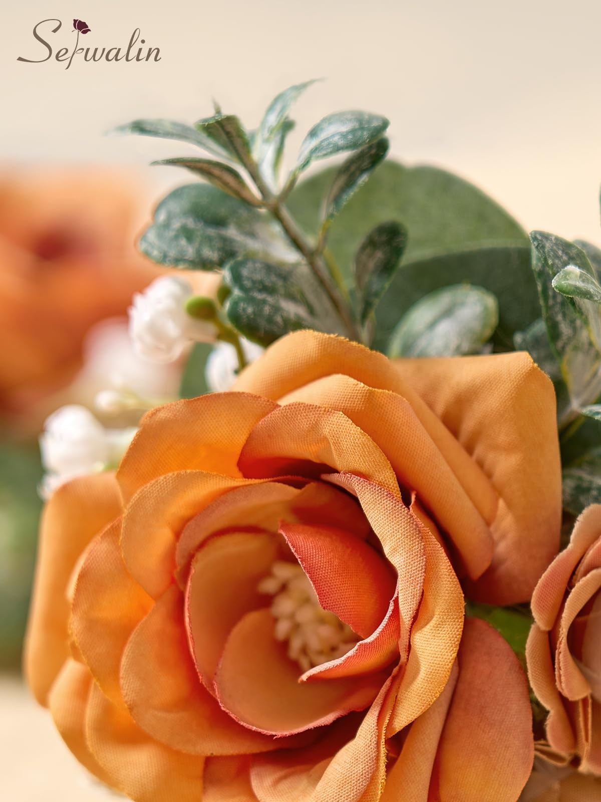 6PCS Orange Rose Boutonniere for Men Wedding Groom Groomsmen Best Man Boutonn…