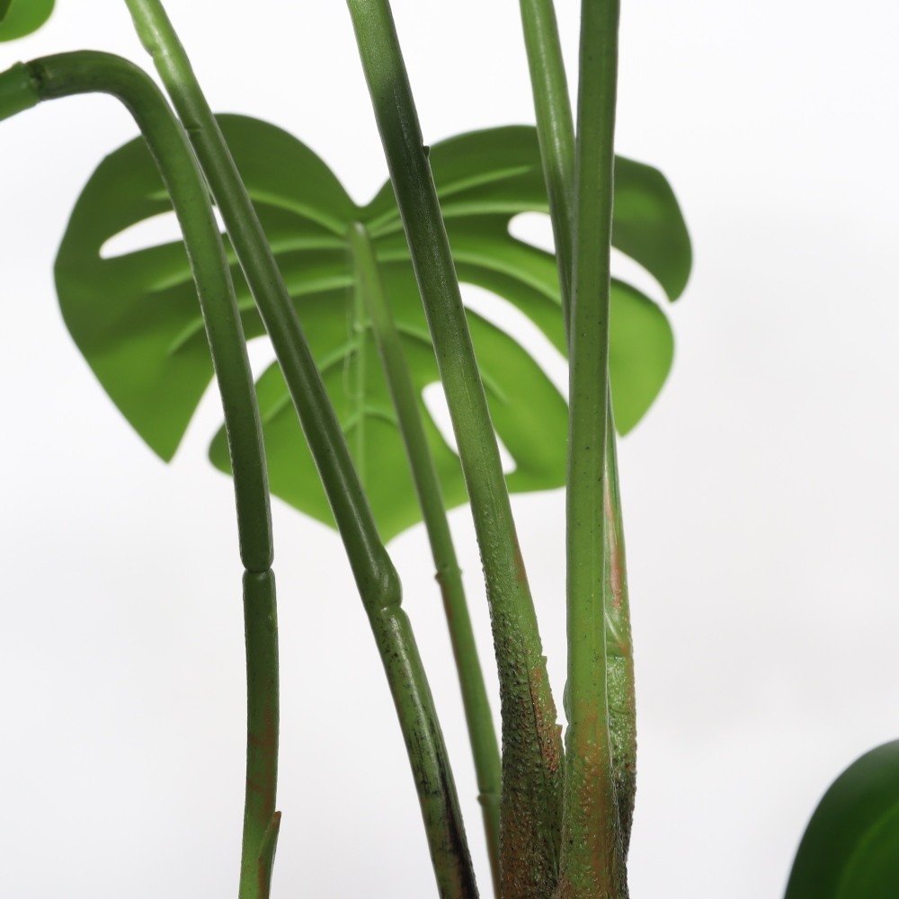 30 Inch Artificial Monstera Deliciosa Plant with White Pot 2 Piece Set Indoor