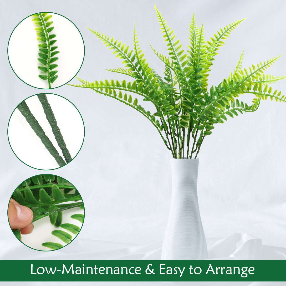 6Pcs Artificial Fake Boston Fern Plant Bush Shrub Greenery Outdoor Home Decor