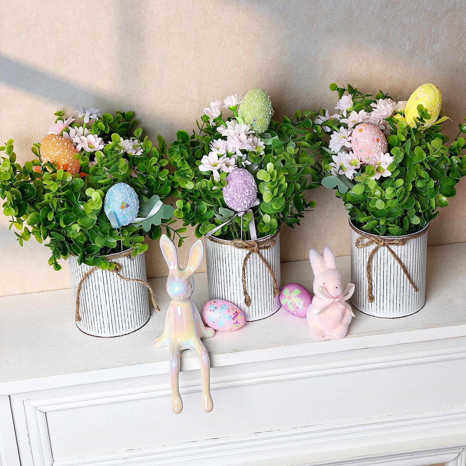 DIYDOFUN Spring Easter Table Decorations Centerpieces – Set of 6 PreMade Eggs…