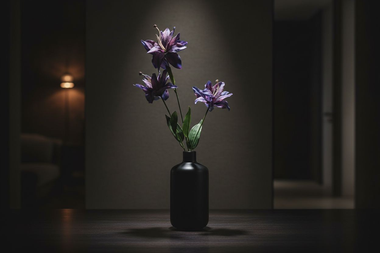 Luxury Artificial Tiger Lily Stem 34 Inch | Purple Blue Faux Lily | Designer Art